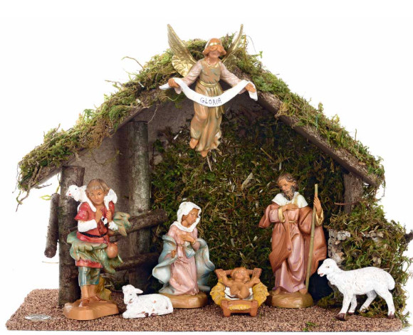 Fontanini 7 Piece Christmas Nativity Set with Italian Stable, 5 Inch Figures Fontanini 7 Piece Christmas Nativity Set with Italian Stable, 5 Inch Figures
