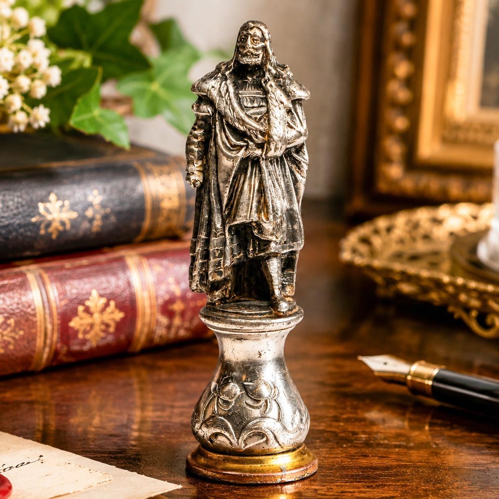 Neat Antique Silver Gilt Bronze Albrecht Dürer Statue Miniature Desk Wax Seal Neat Antique Silver Gilt Bronze Albrecht Dürer Statue Miniature Desk Wax Seal