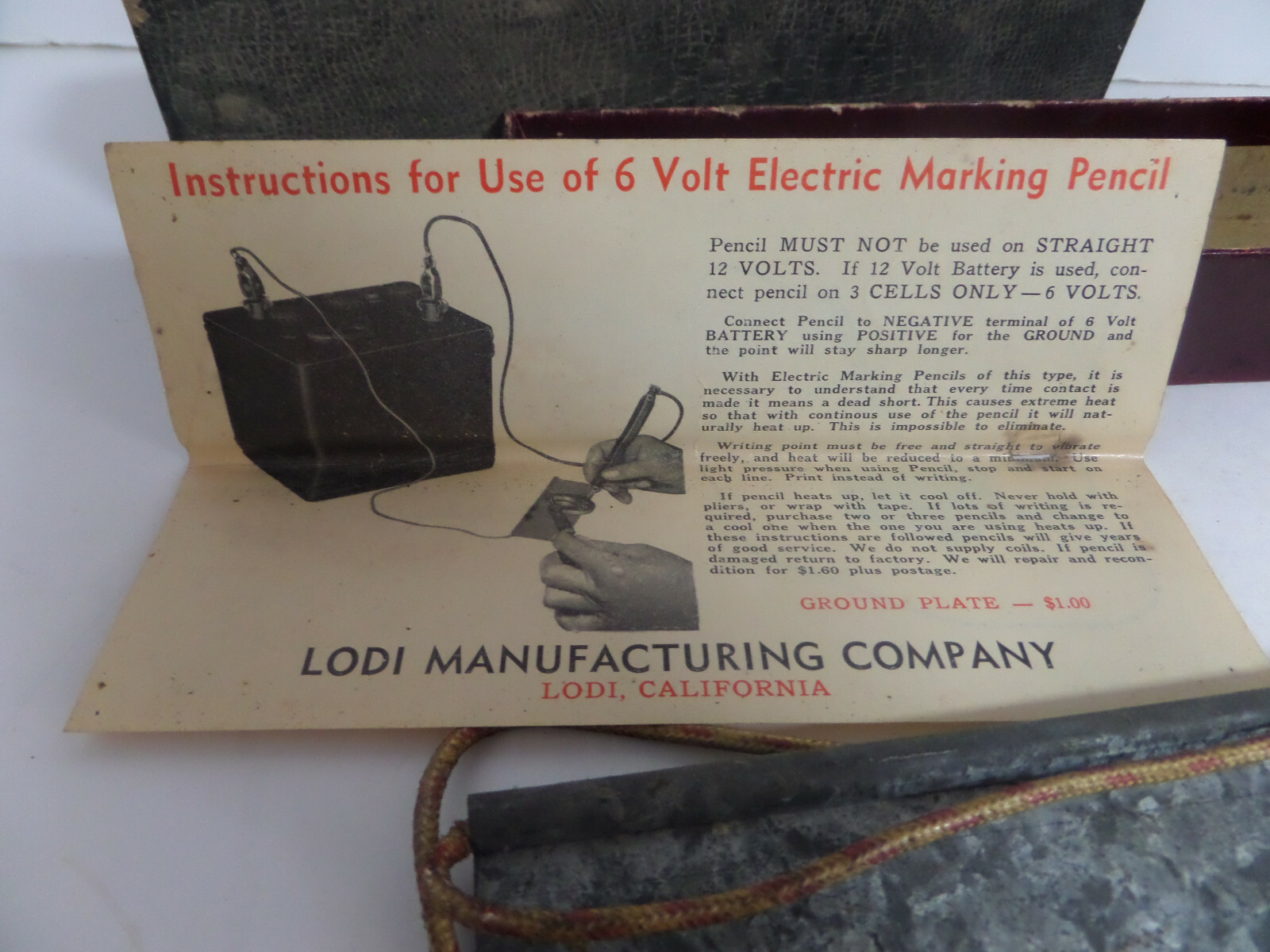 6 volt electric marking pencil vintage 1920-40\'s