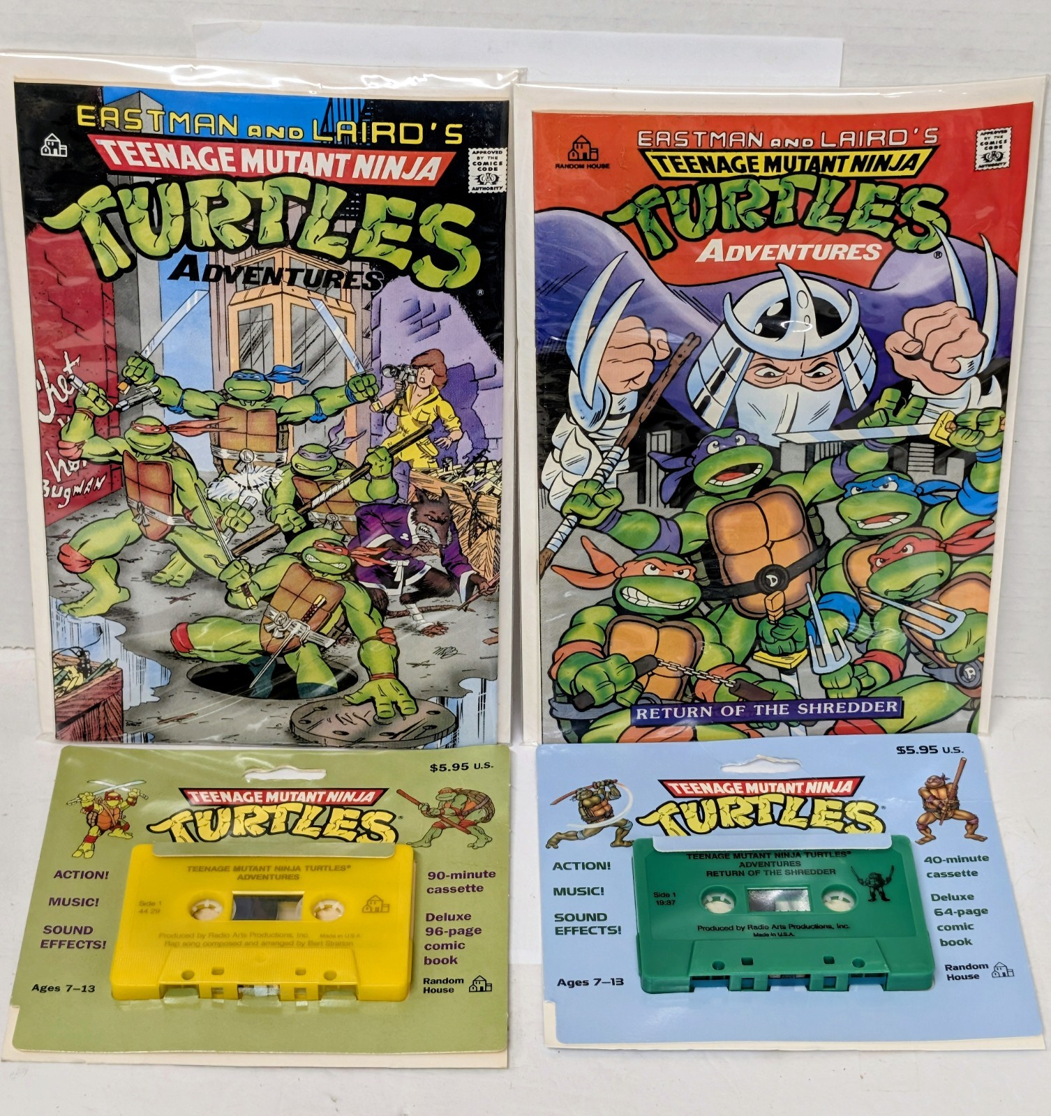 Vintage 1989/90 TMNT Teenage Mutant Ninja Turtles Adventures Cassette & Comic