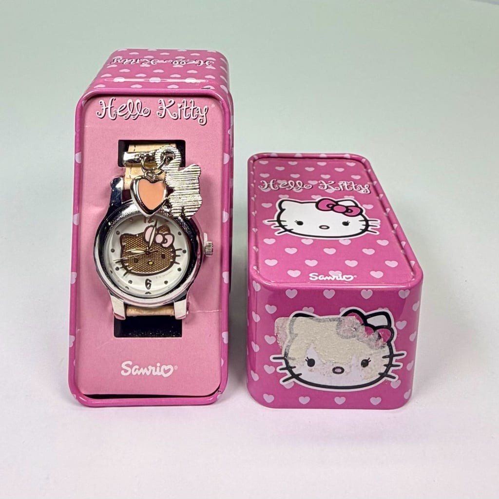 Vintage 2008 Sanrio Hello Kitty Watch with Charms and Heart Tin Case Vintage 2008 Sanrio Hello Kitty Watch with Charms and Heart Tin Case