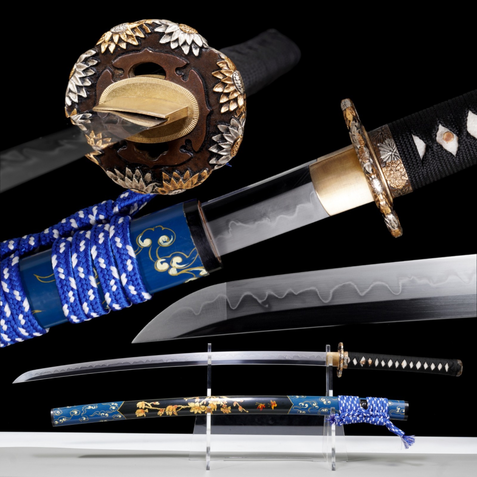 Japanese Katana Kikusui Hand Forged T10 Carbon Steel Clay Tempered Full Tang Japanese Katana Kikusui Hand Forged T10 Carbon Steel Clay Tempered Full Tang
