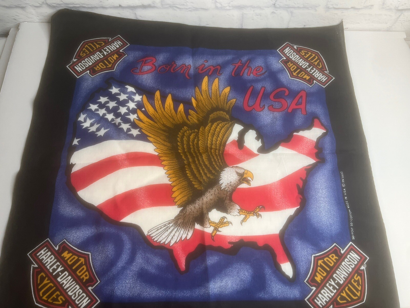 Vintage Harley Davidson Hankercheif Patriotic American With Eagle 20