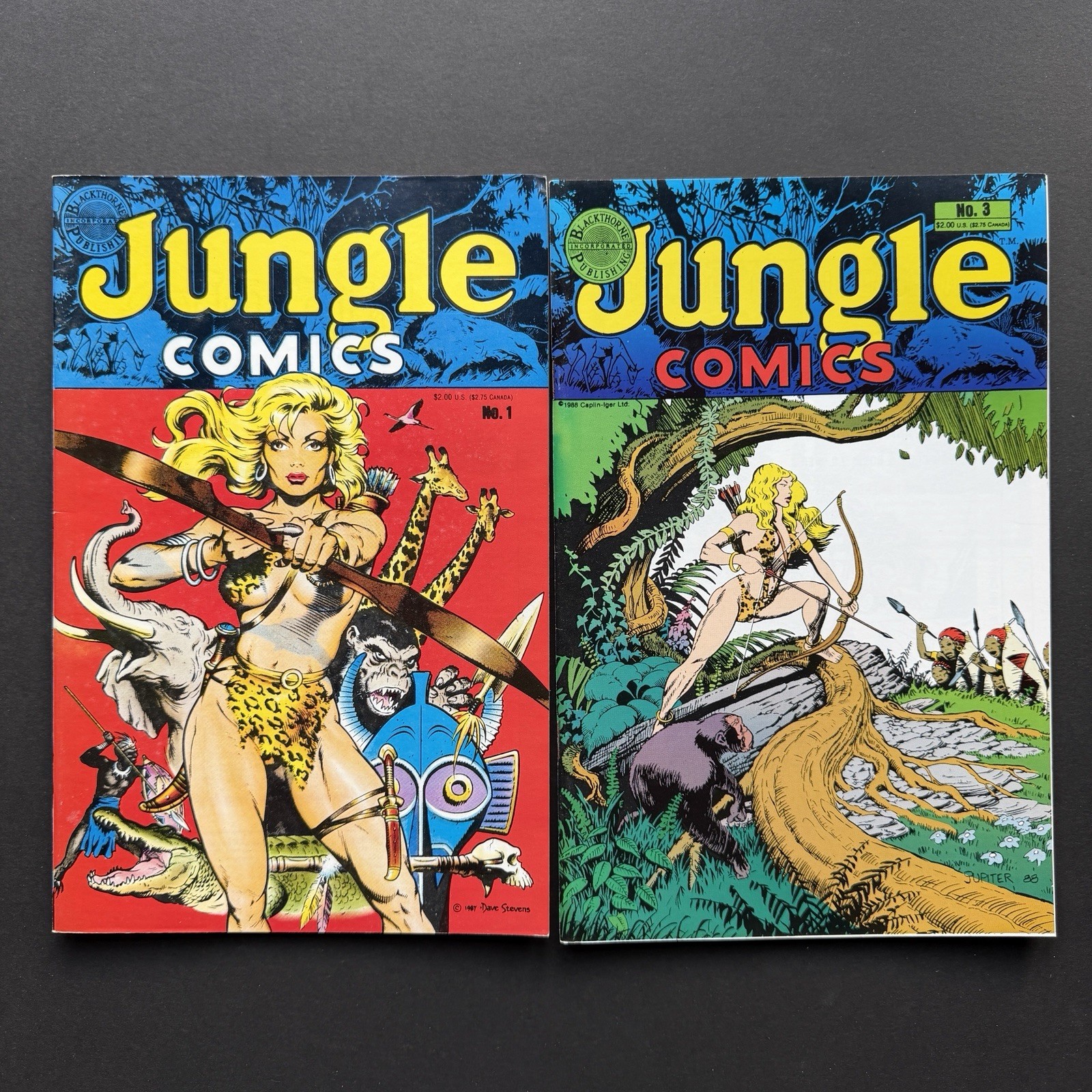 Blackthorne Jungle Comics #1 & 3 VG staple rust Dave Stevens Sheena 1988