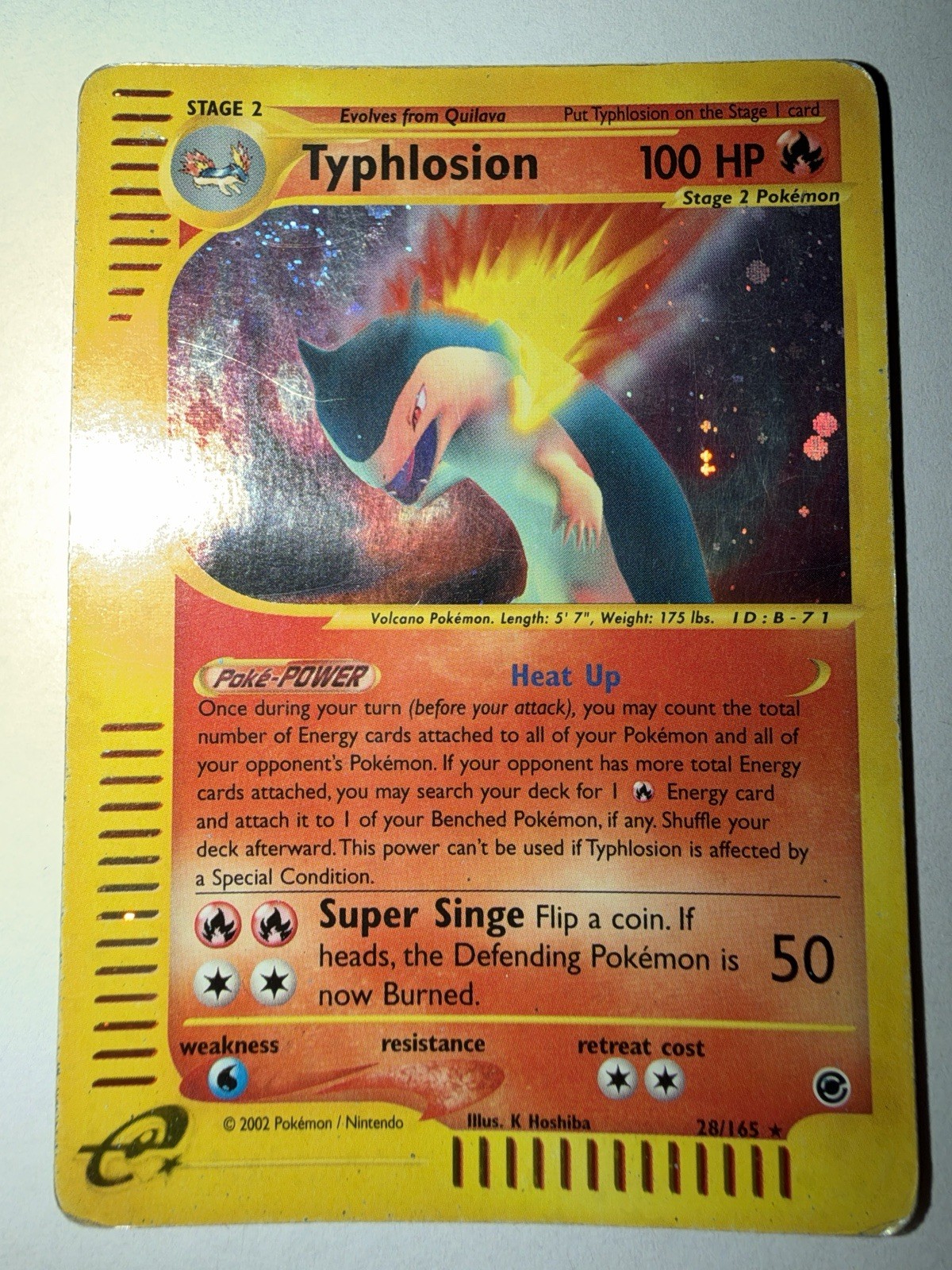 2002 Pokemon Typhlosion 28/165 Holo Rare 🔥🌀 Swirl Expedition 