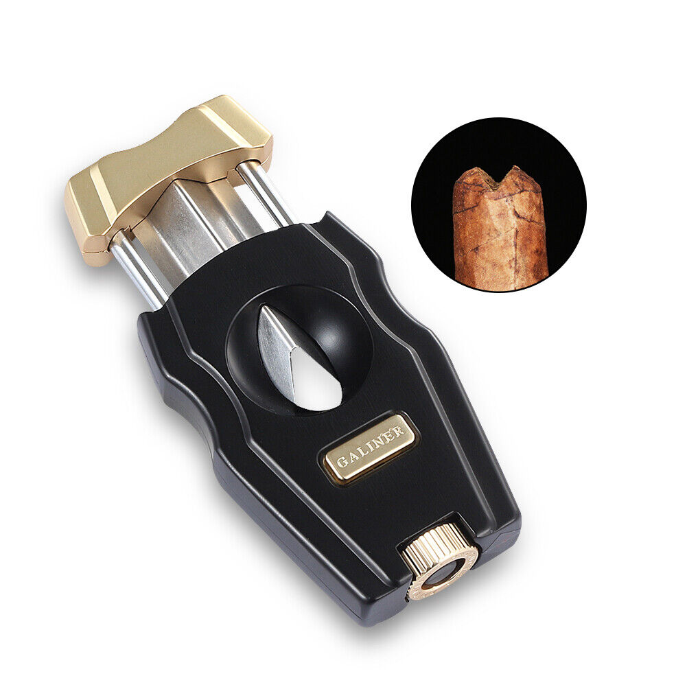 Gold Galiner V-shaped Stainless Steel Cigar Knife Scissor Cigar Cutter Gift Box