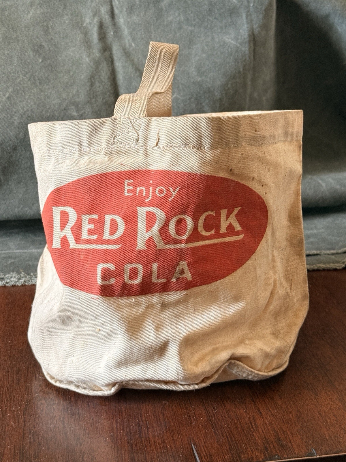 RARE Vintage RED ROCK COLA Advertising Promo Canvas 6 Pack Carrying Tote Bag RARE Vintage RED ROCK COLA Advertising Promo Canvas 6 Pack Carrying Tote Bag