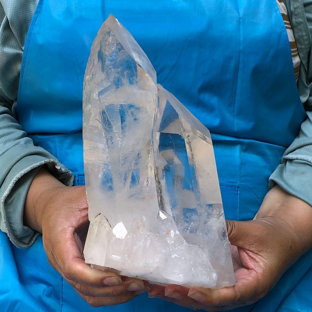 6 LB Natural Clear Quartz Crystal Point Cluster Base Raw Specimen Healing