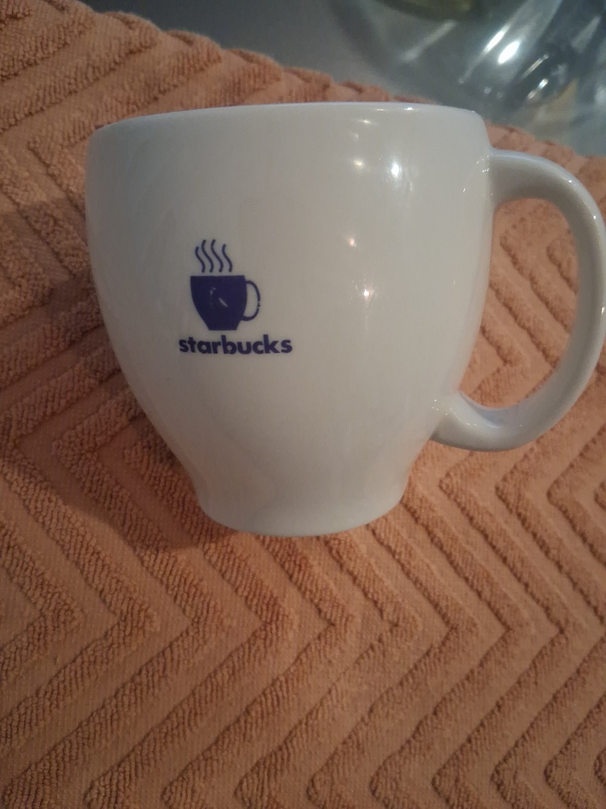 Starbucks Coffee Barista Mug Cup White Blue Steam Abbey Espresso 2003 7.5oz.