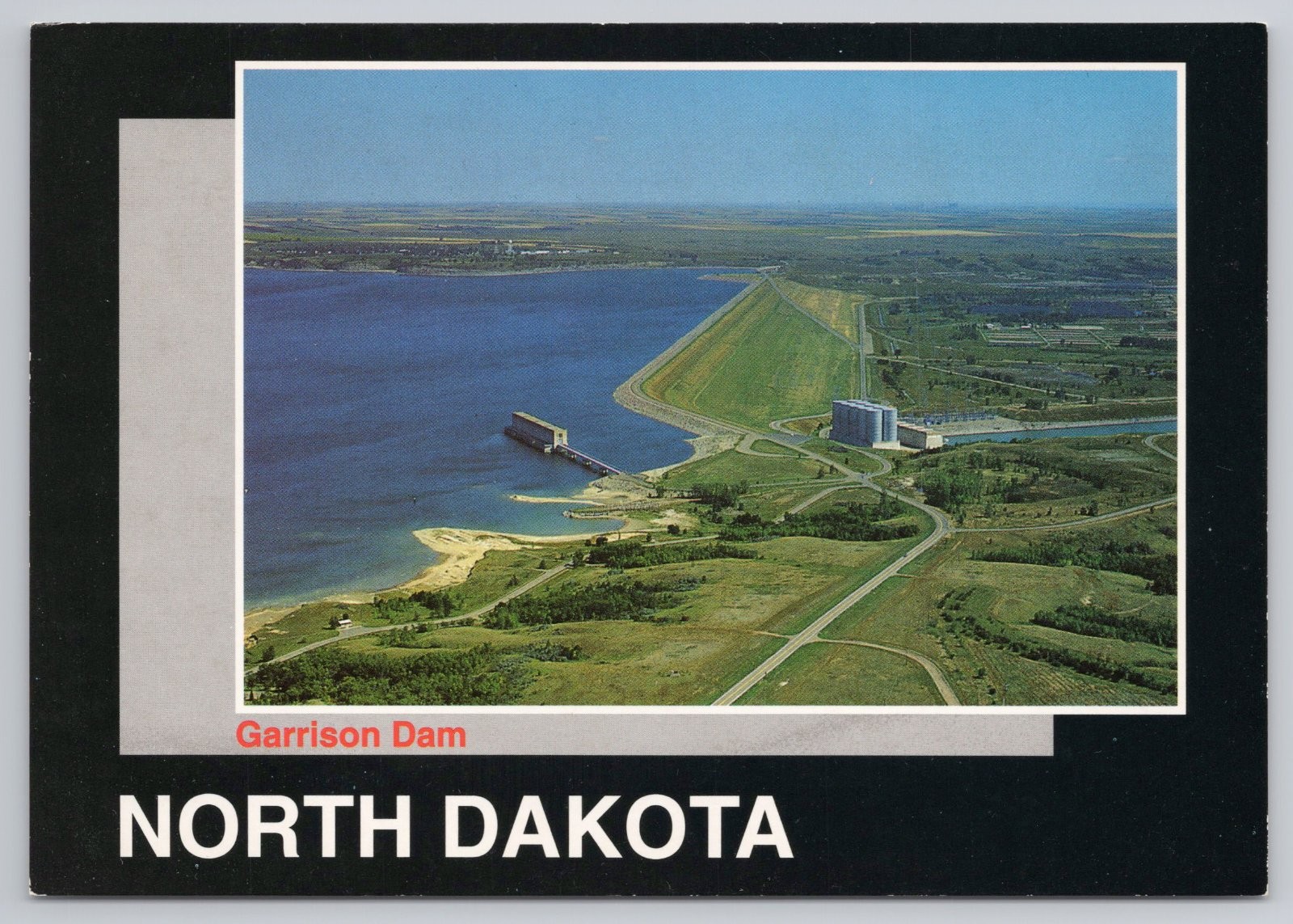 Postcard Continental Garrison Dam North Dakota Aerial View