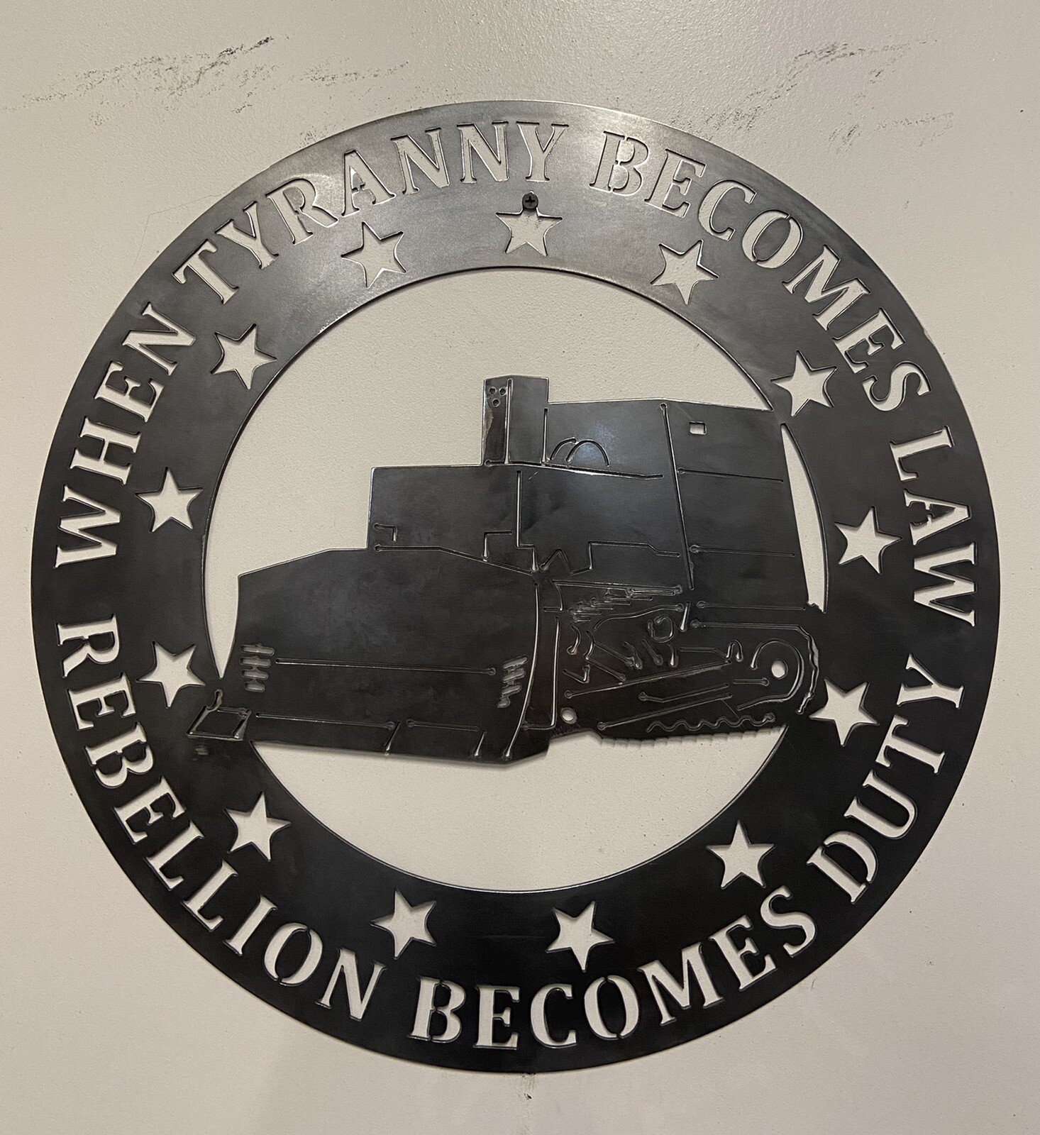 killdozer sign 19”x19”16ga Metal Custom Made 2a Molon Labe Marvin Heemeyer