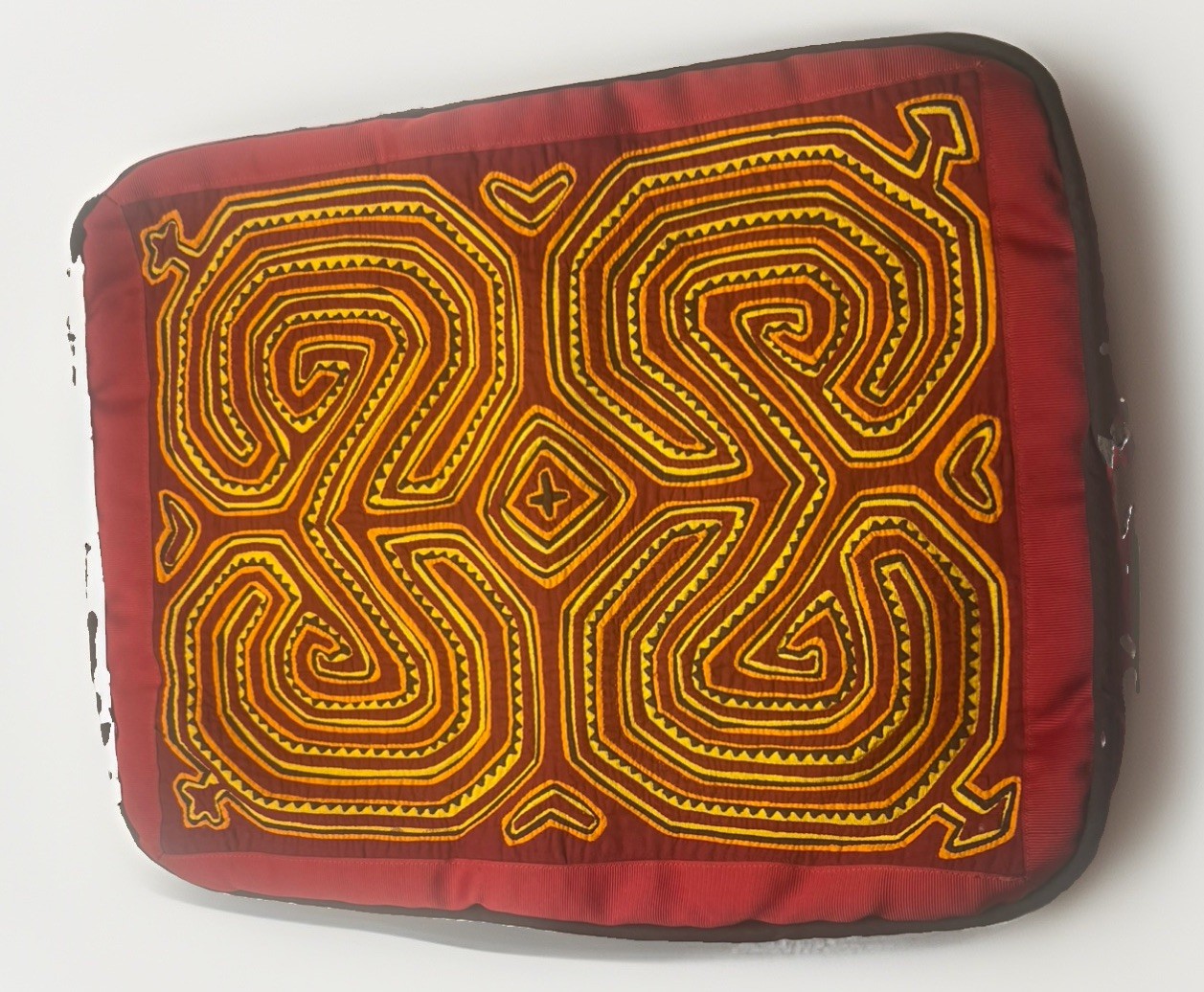 Vintage Guna Kuna Mola Pillow Panama Hand Stitched Textile Folk Art Rev Applique