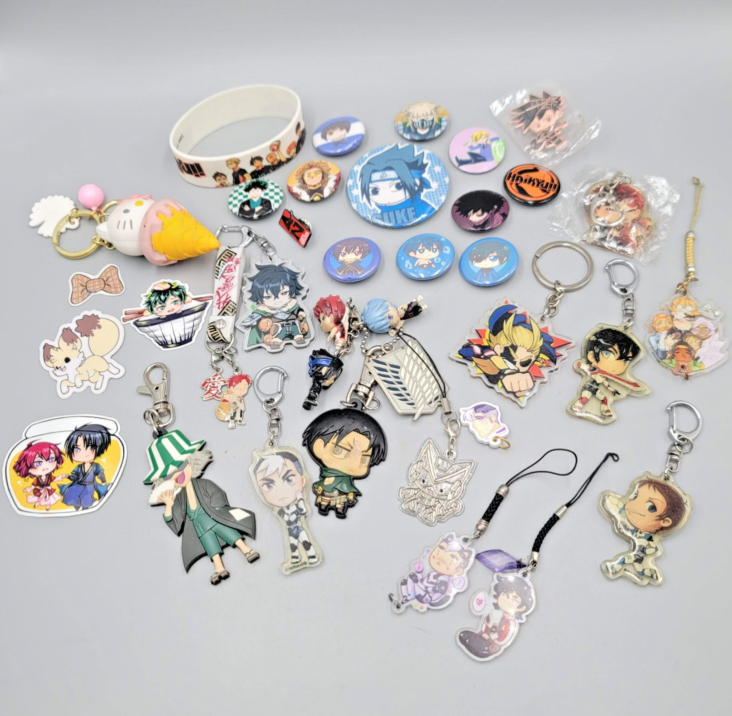 Anime Pin Button Sticker Keychain Charm Lot