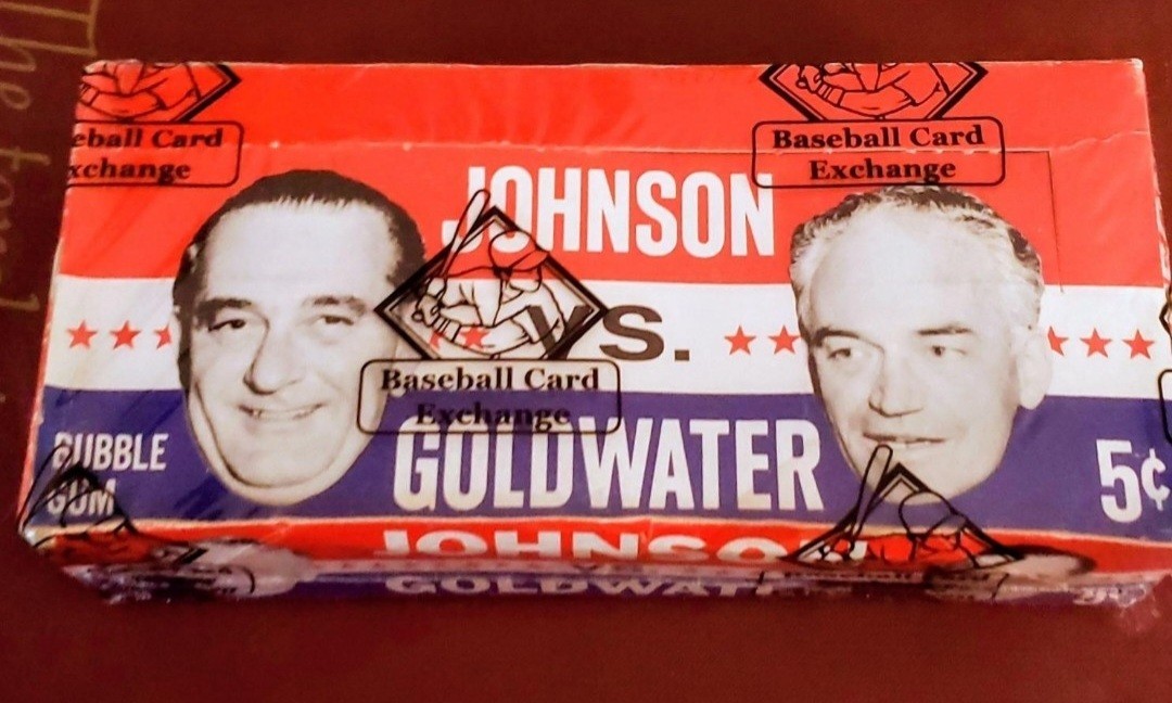 1964 TOPPS JOHNSON VS GOLDWATER UNOPENED SEALED BOX 24 PACK BBCE AUTHENTICATED 1964 TOPPS JOHNSON VS GOLDWATER UNOPENED SEALED BOX 24 PACK BBCE AUTHENTICATED