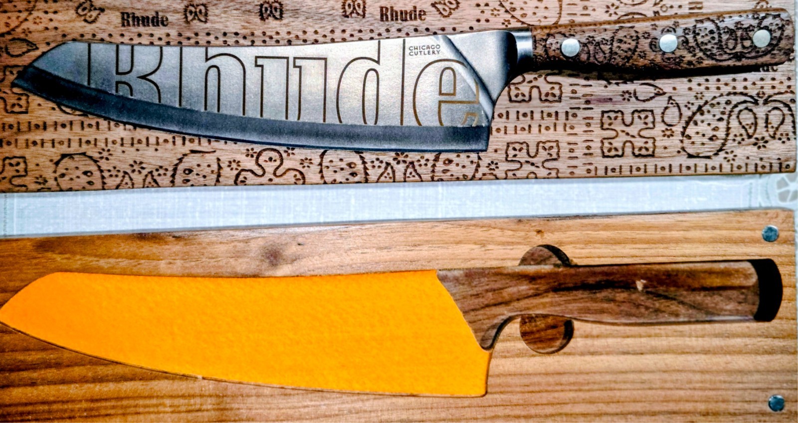 RARE Rhude x Chicago Cutlery Heritage Chef Knife & Block RARE Rhude x Chicago Cutlery Heritage Chef Knife & Block