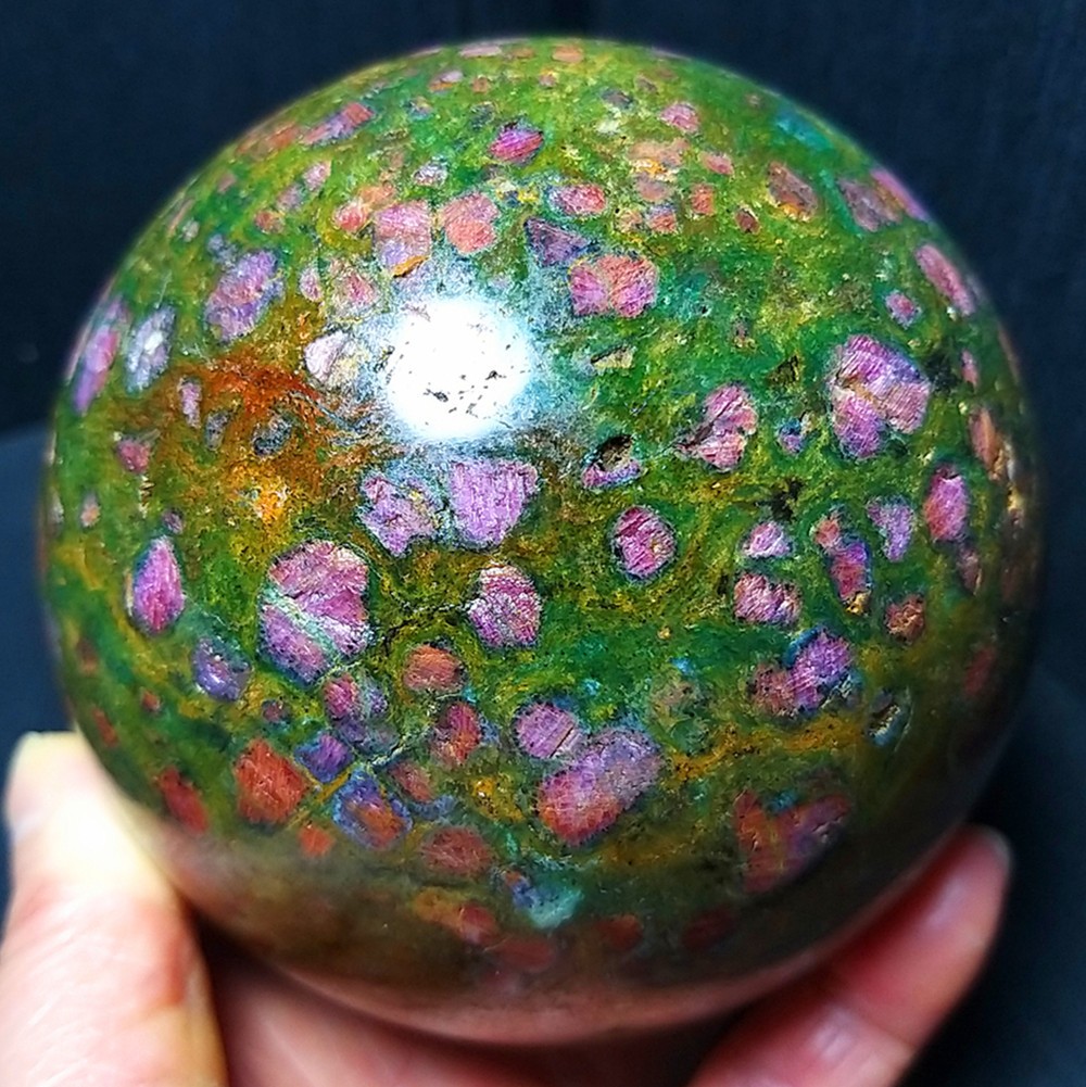 RARE 1636.6G Natural Polished Grandmother Green Ruby Stone Ball Healing A4689