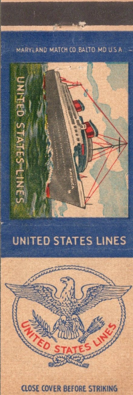 Vintage Matchcover United States Lines Vintage Matchcover United States Lines