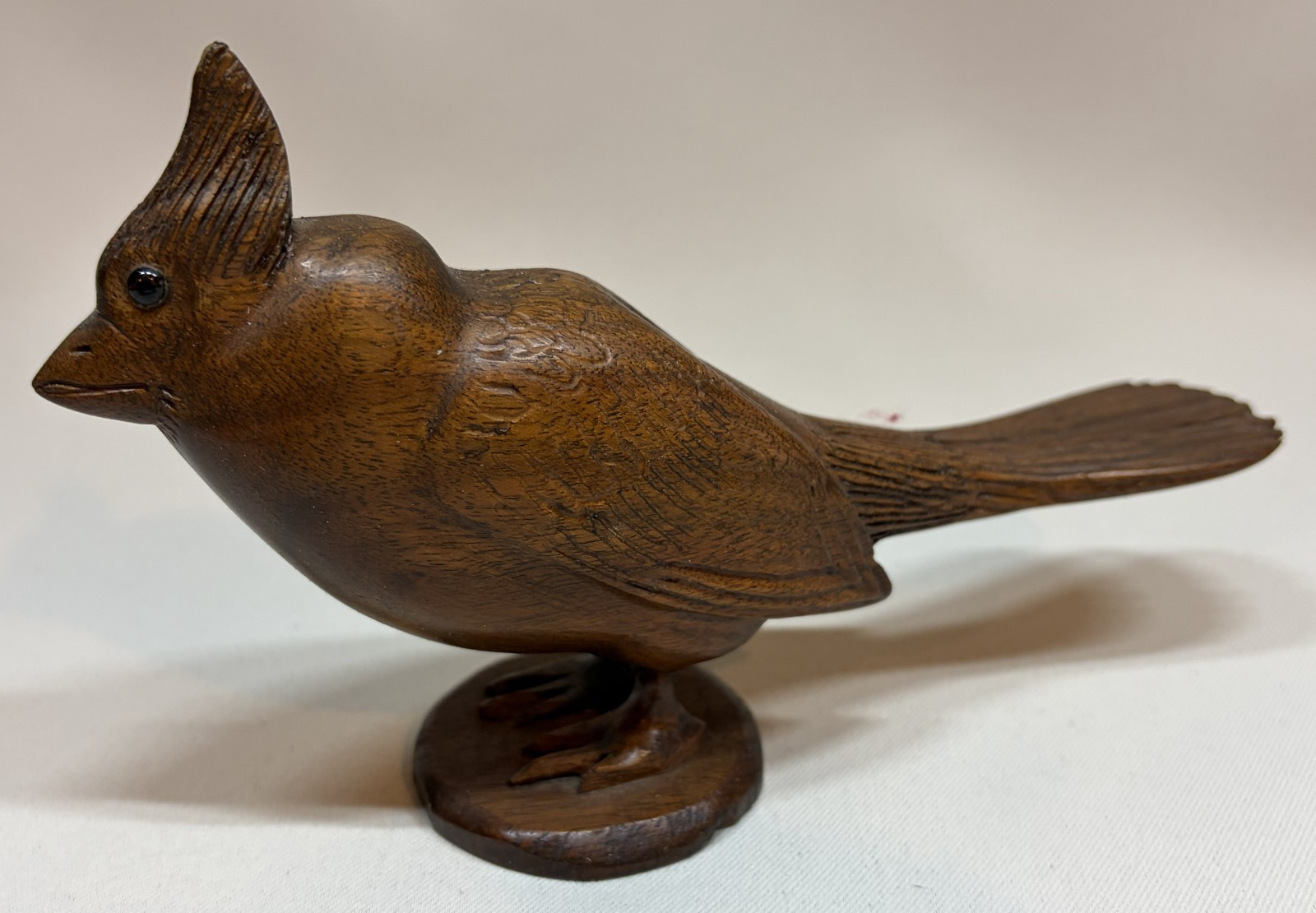 Vintage Hand Carved Wooden Cardinal Figurine Glass Eyes Red Mill Style Bird Vintage Hand Carved Wooden Cardinal Figurine Glass Eyes Red Mill Style Bird