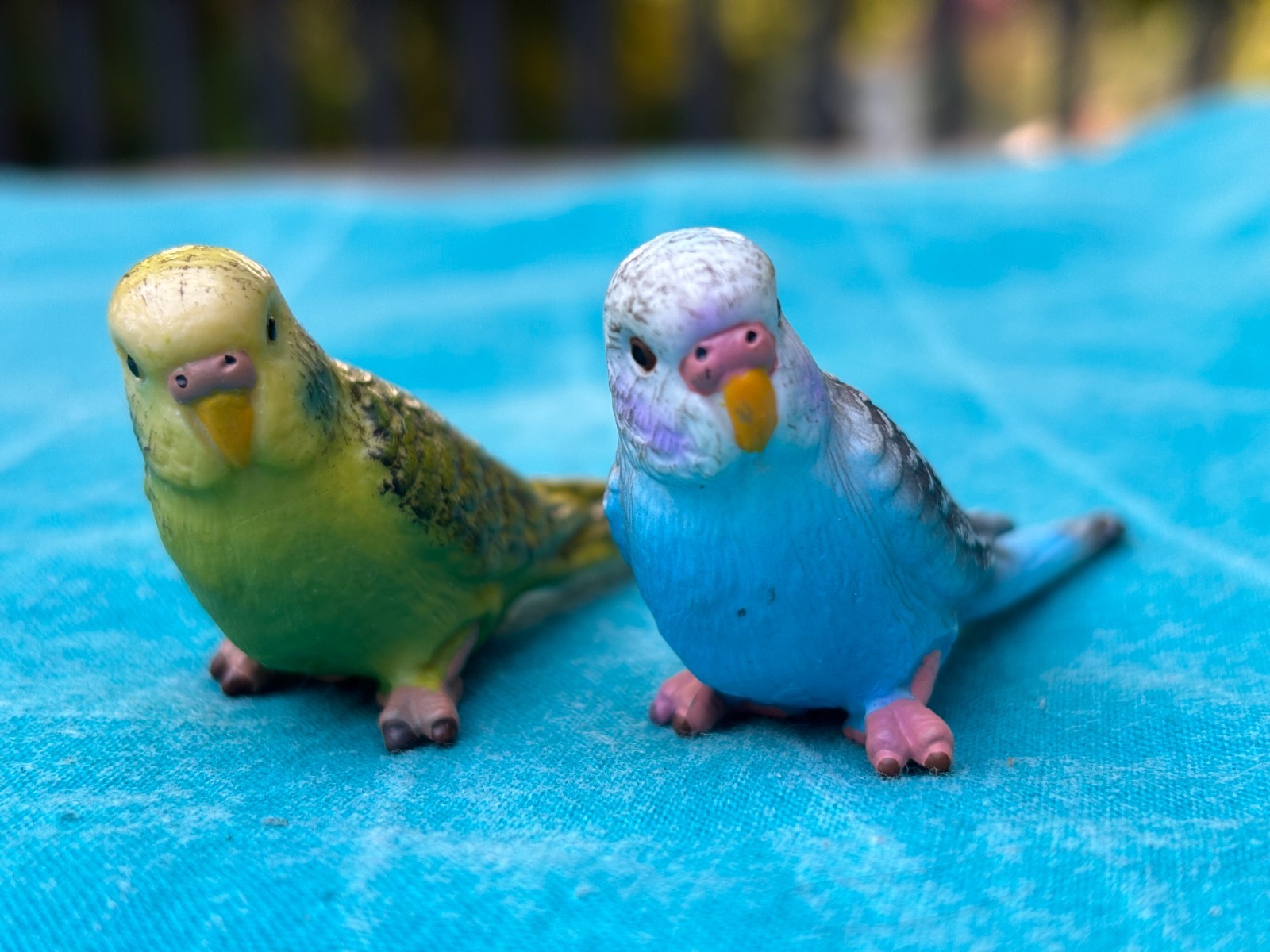 Vintage Schleich Retired Budgerigar / Parakeet Bird Figurines Lot of 2 Bl &Gr
