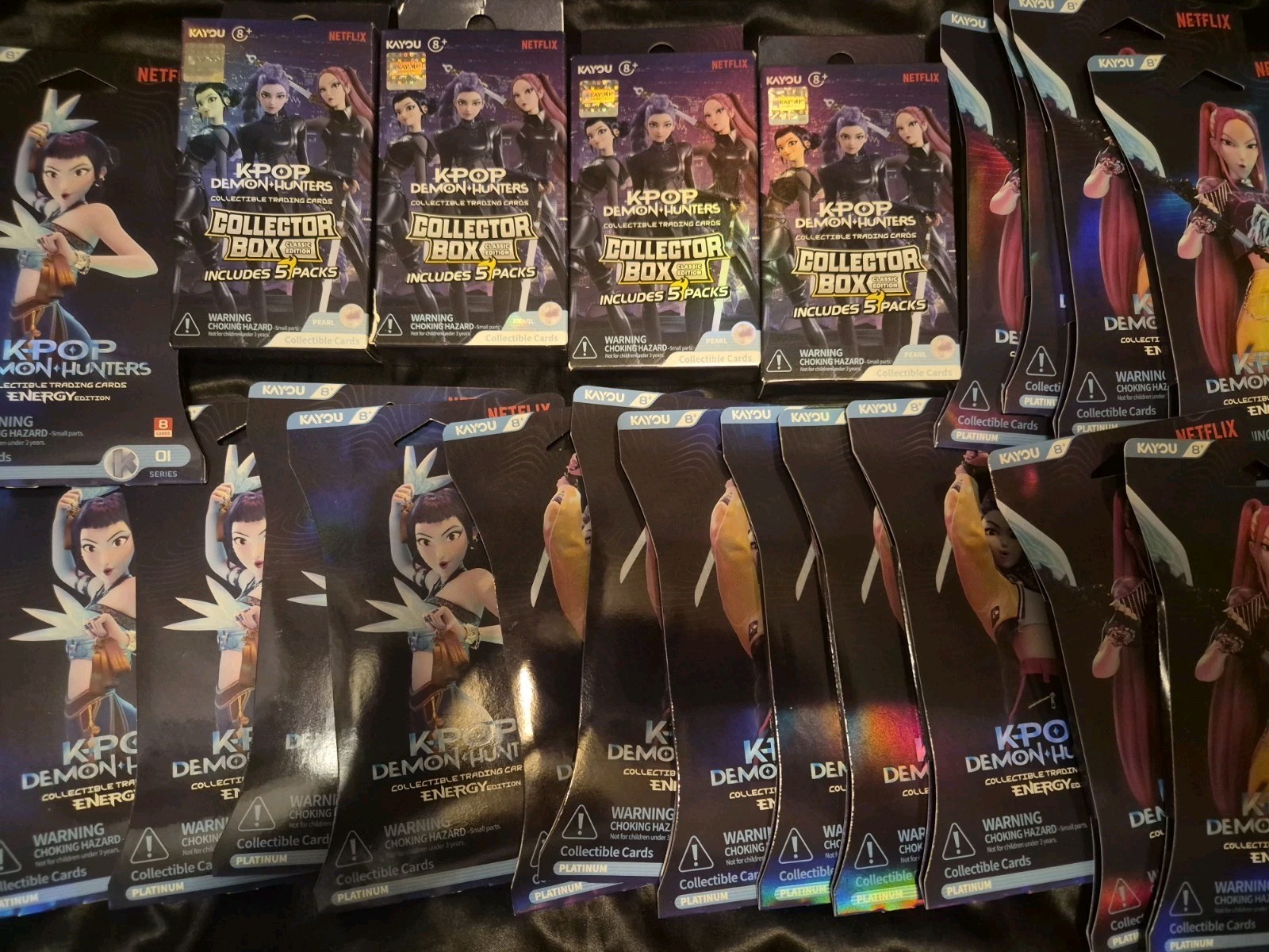 Huge Lot 4 K-pop Demon Hunters Classic Edition 5p Collector Box 18 Booster Packs
