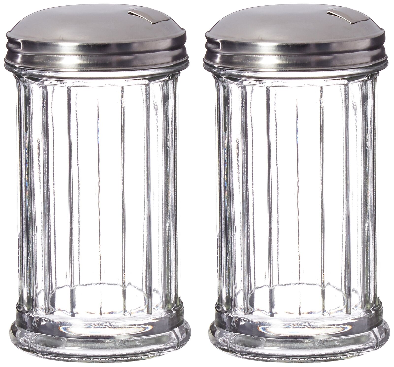Retro Style Sugar Dispenser/Pourer/Shaker, Glass Jar, Stainless Steel Pour-Fl...