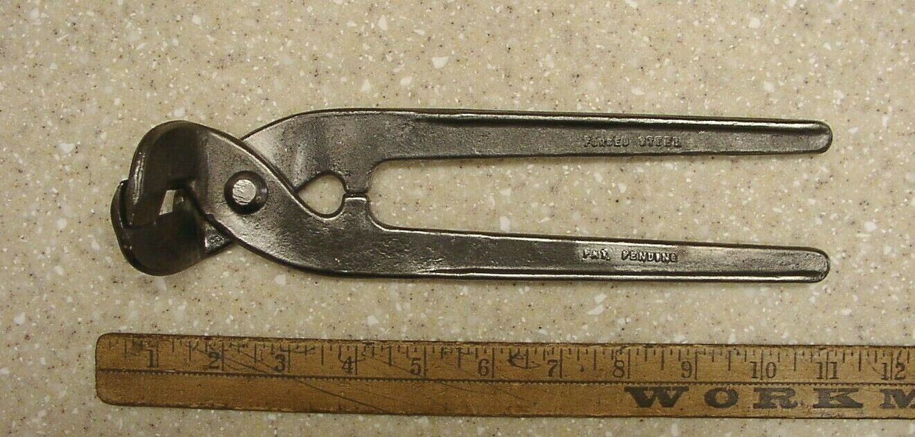 Antique Unbranded Forged Steel Chain Pliers,Angled Jaws,10-1/8\ Antique Unbranded Forged Steel Chain Pliers,Angled Jaws,10-1/8\