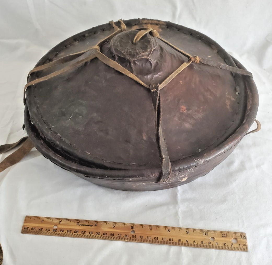 Vintage Ethiopian Agelgil Basket Leather Straw Food Carrier