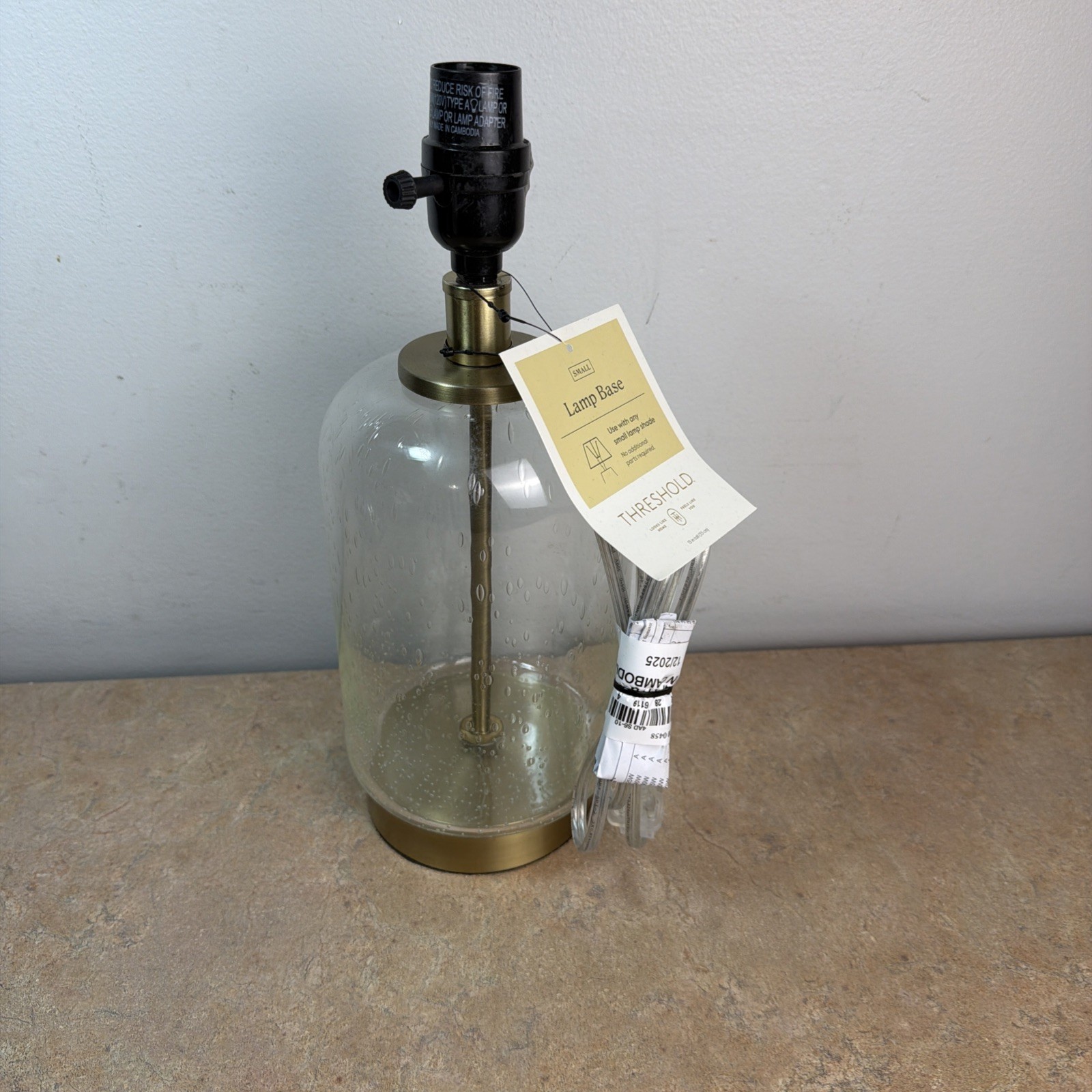 Threshold Clear Seeded Glass Lamp Brand New with tags. No shade No blub