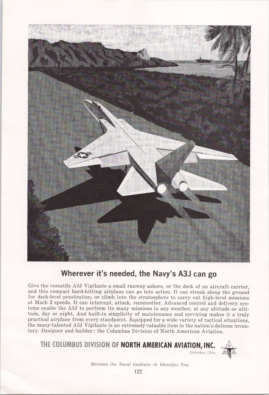 North American Aviation A3J Vigilante Vintage Magazine Print Ad 1960 North American Aviation A3J Vigilante Vintage Magazine Print Ad 1960