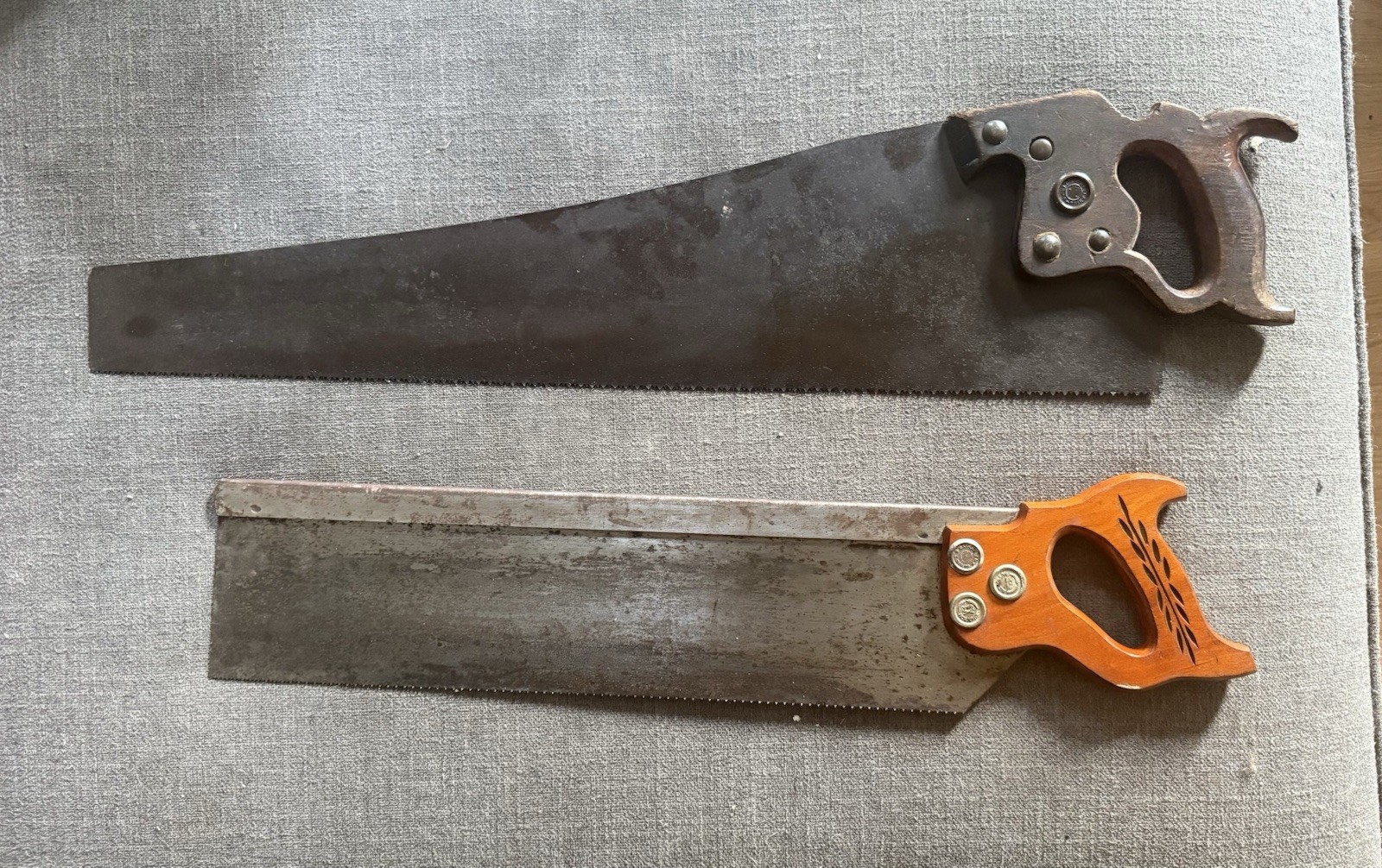 Vtg Hand Saw Lot Of 2-Antique Disston D-8 Rip Saw, 1950s Nicholson Miter Saw Vtg Hand Saw Lot Of 2-Antique Disston D-8 Rip Saw, 1950s Nicholson Miter Saw