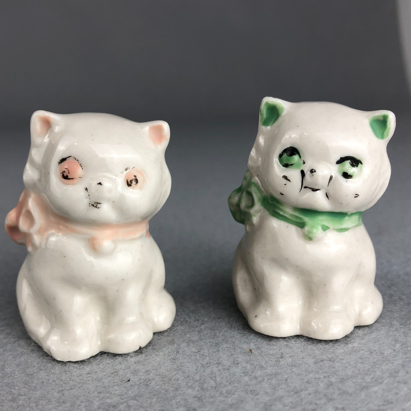 Japan Kitten Figurine set of 2 Kitschy Cat Kitty Vintage 1950s Porcelain