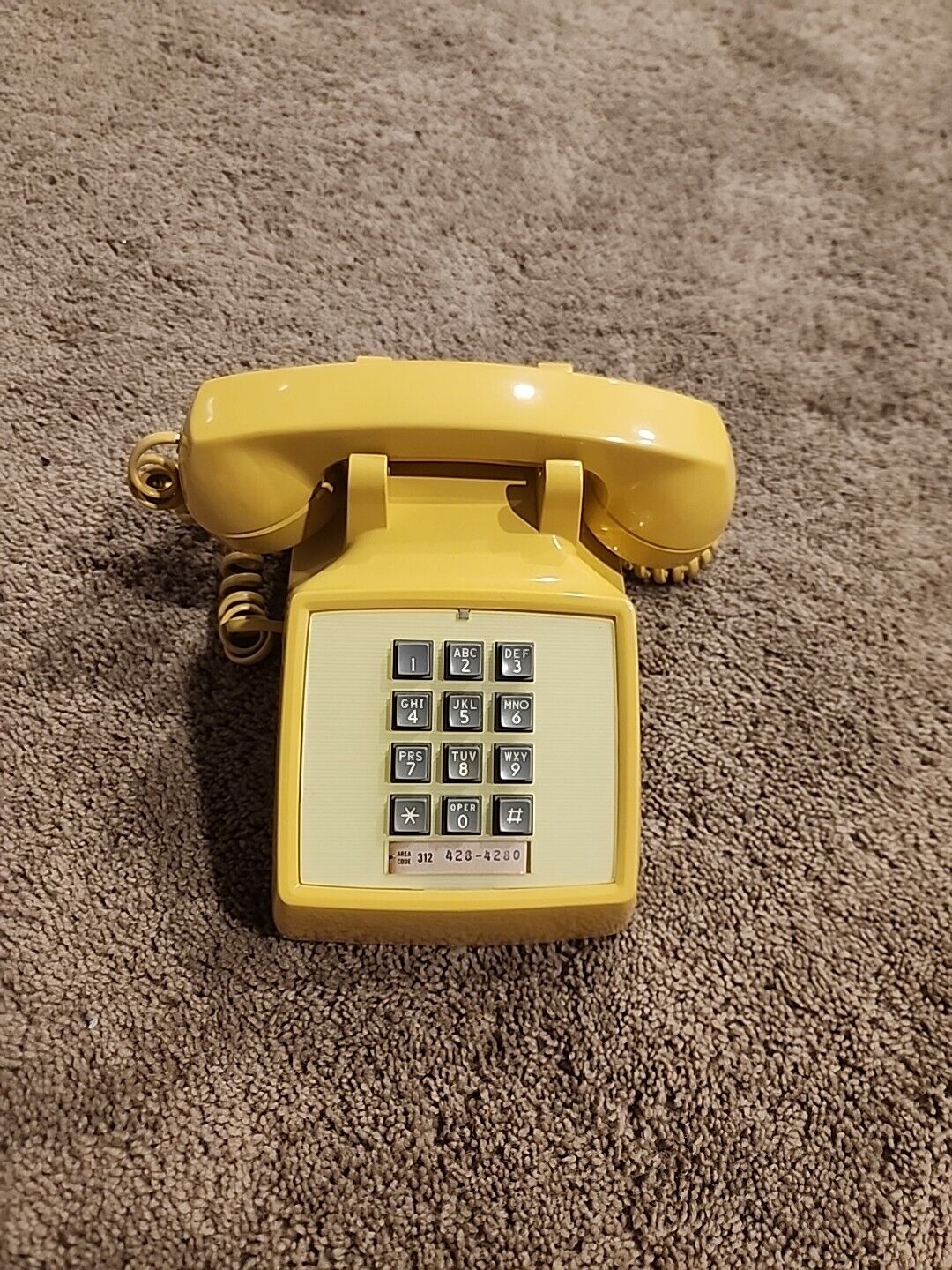 Vintage Bell System Western Electric 2500D2M Push Button Phone Yellow MCM 
