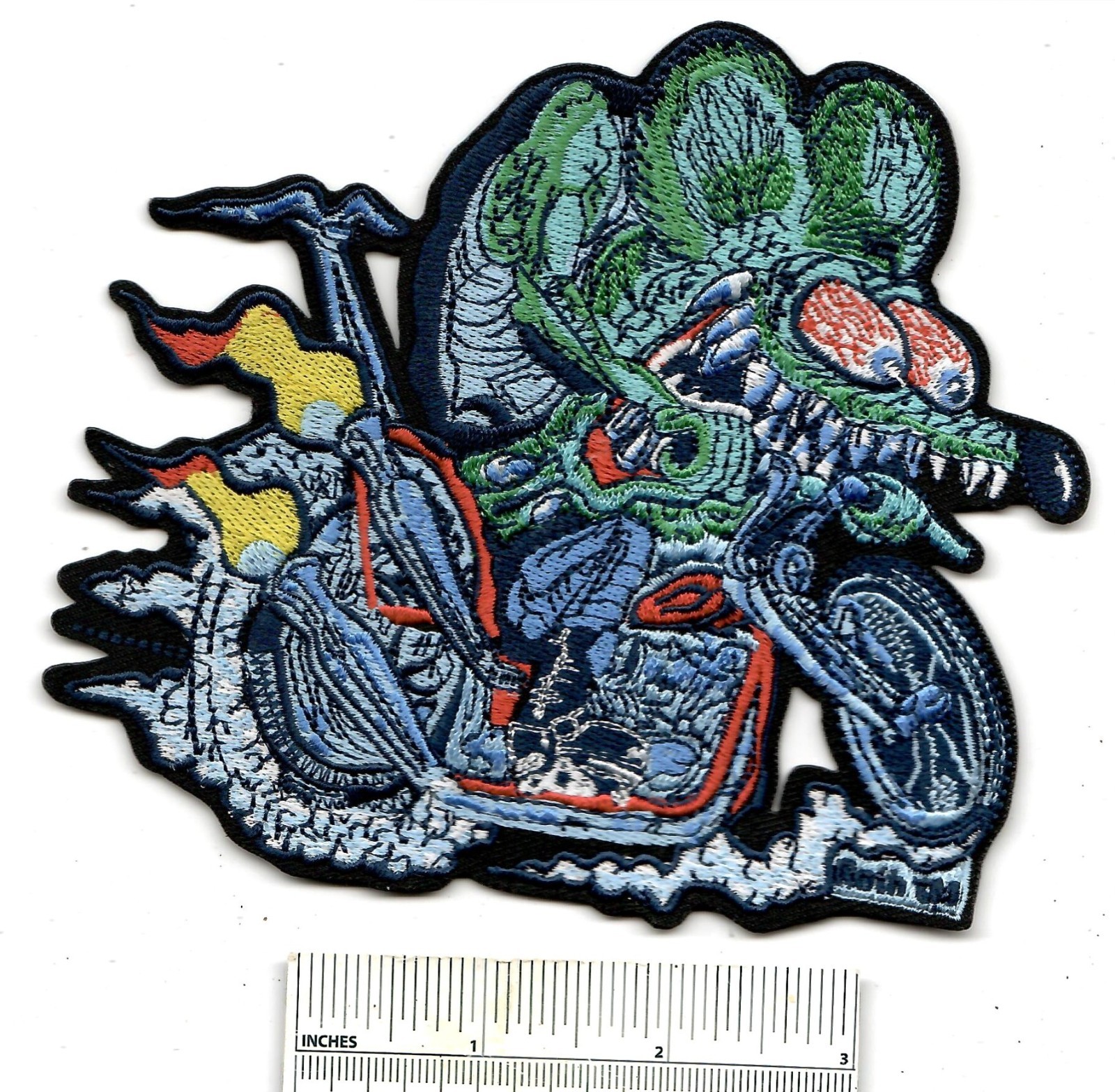 Large MOTORCYCLE Rat Fink Embroidered Cloth Patch Biker Jacket Iron-On COOL