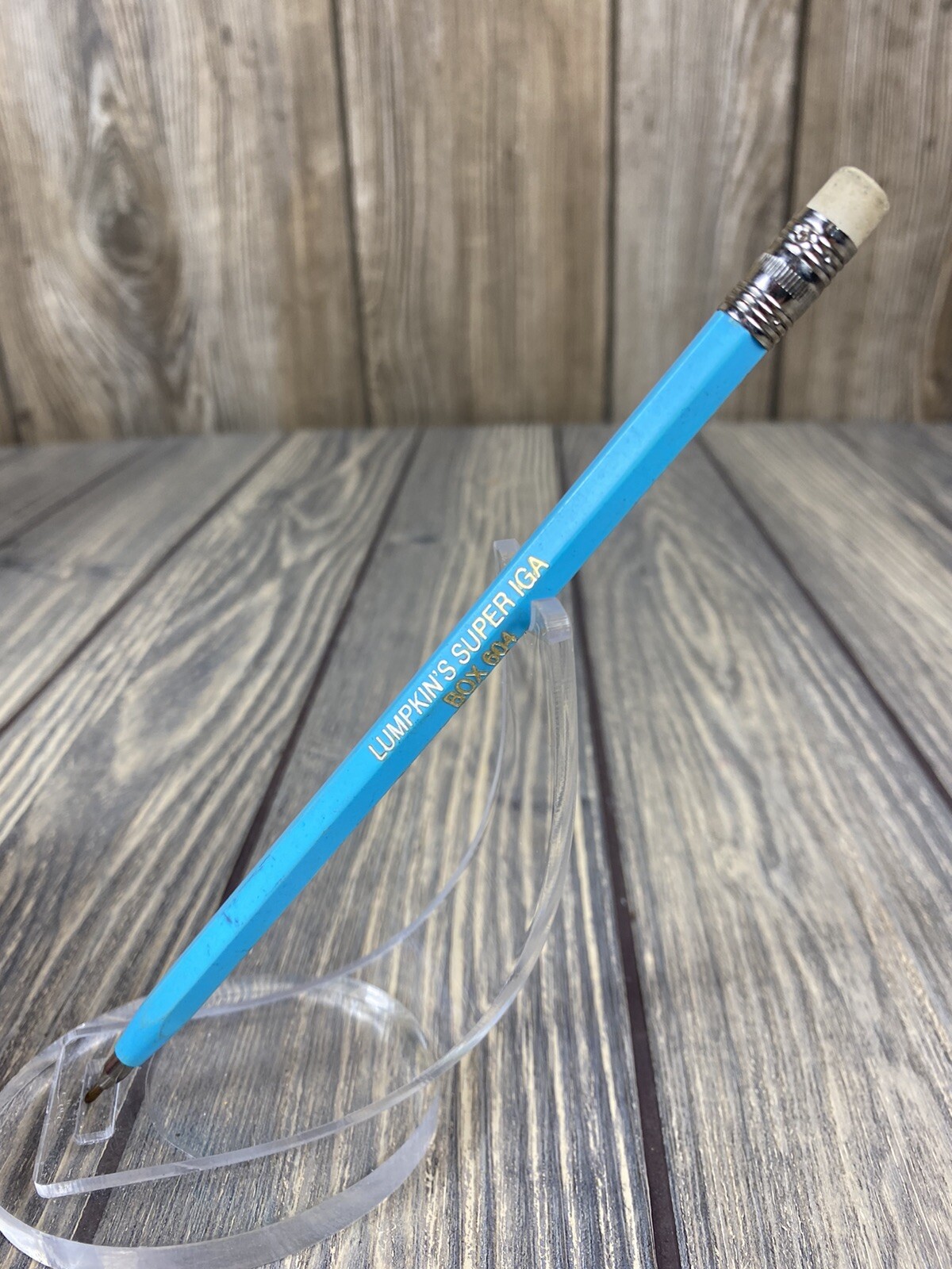 Vintage Lumpkins Super IGA Phillipsburg Kansas Blue Pen W Eraser Advertisement