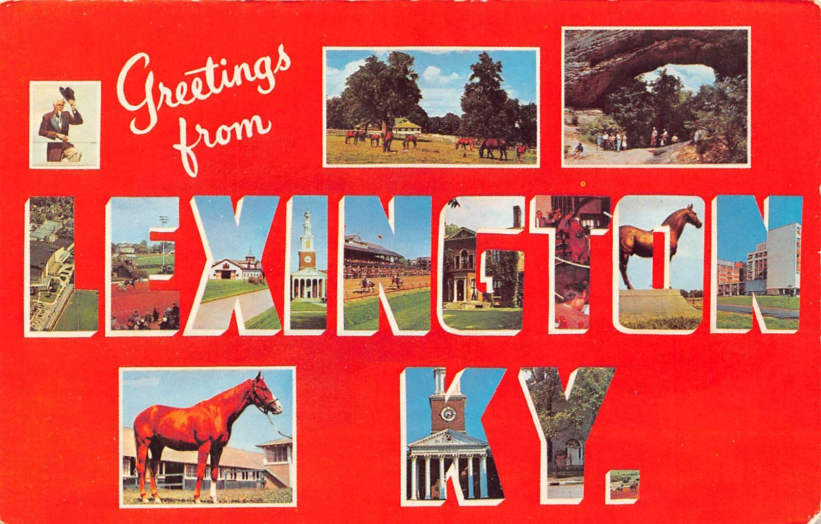 Lexington KY Kentucky Greetings From Large Letter DT-96493-B Chrome Postcard