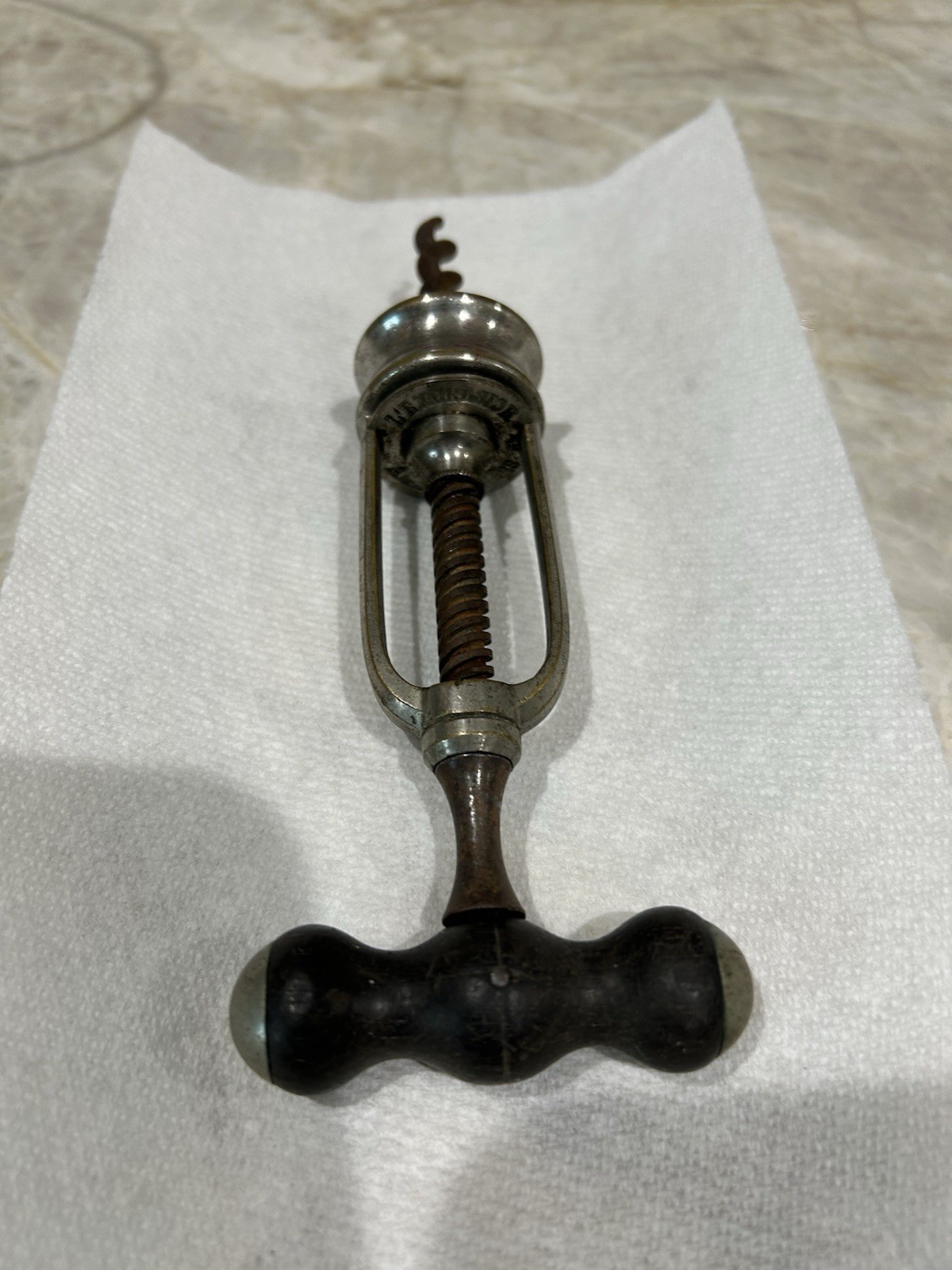 Vintage brass L'Excelsior corkscrew  Paris  Wine Cork Screw