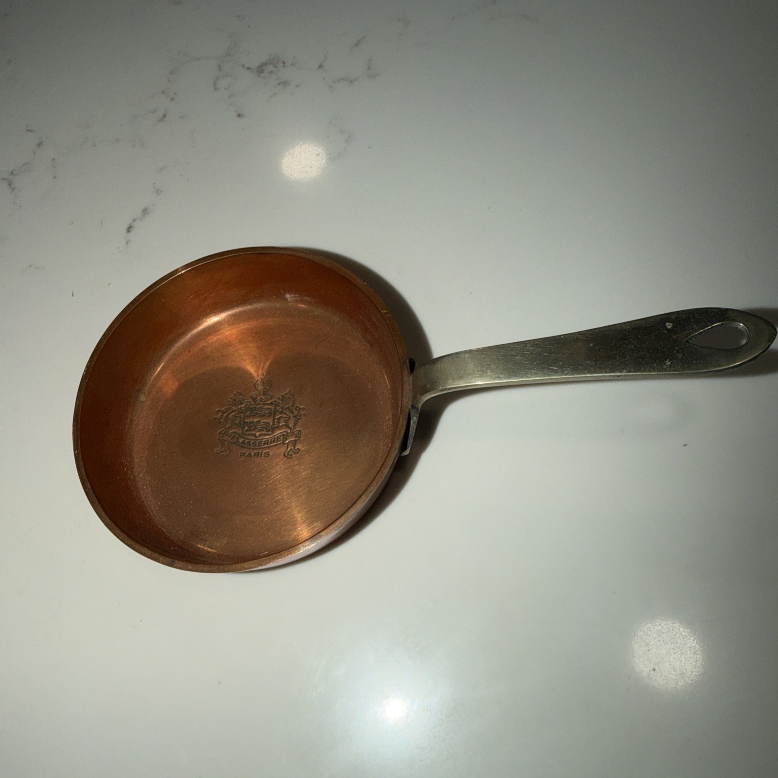 Vintage French Copper Miniature Frying Pan Lasserre Restaurant Paris