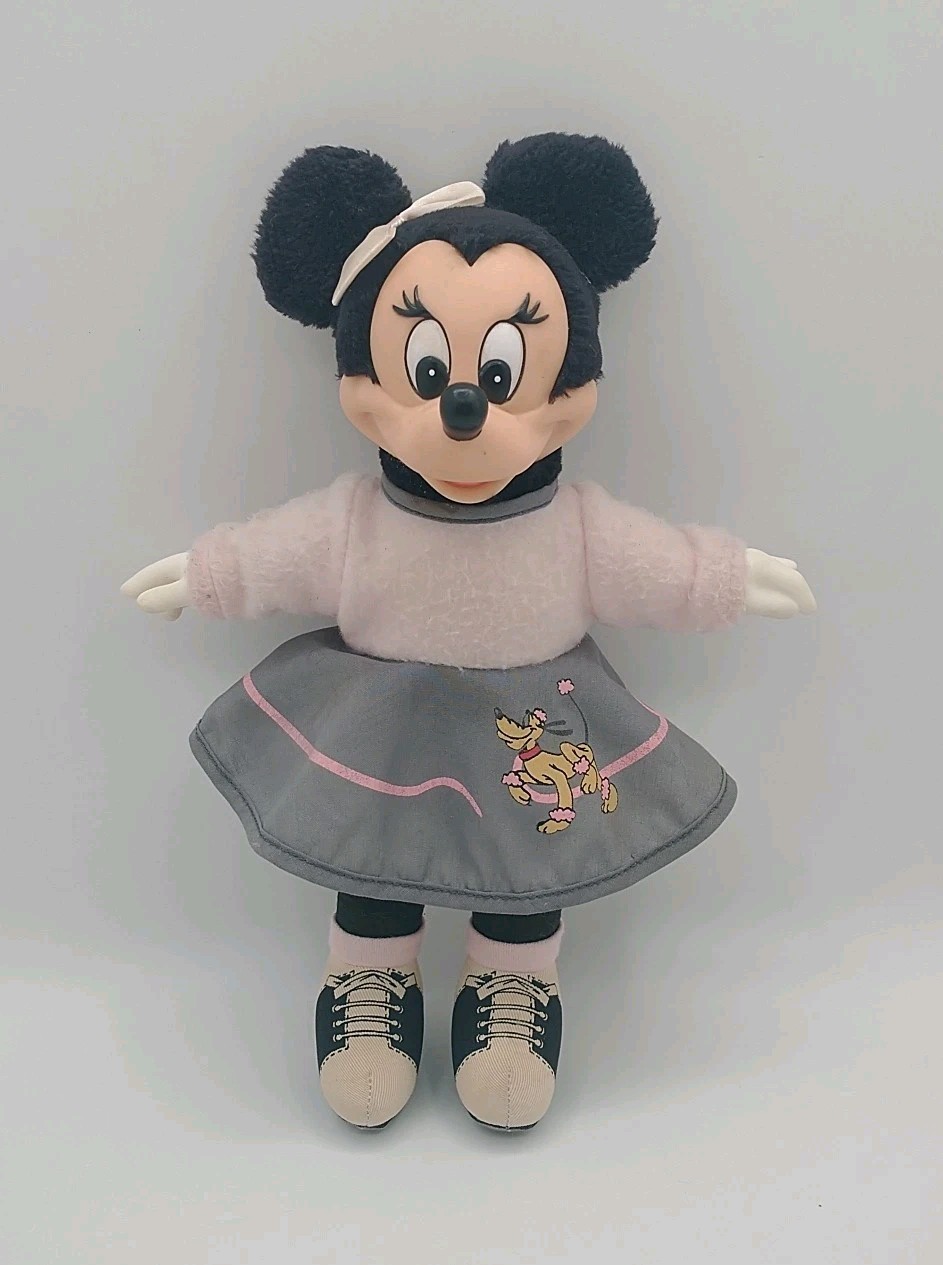 Vintage Walt Disney Minnie Mouse Sock Hop Doll Rubber Face & Hands by Applause Vintage Walt Disney Minnie Mouse Sock Hop Doll Rubber Face & Hands by Applause