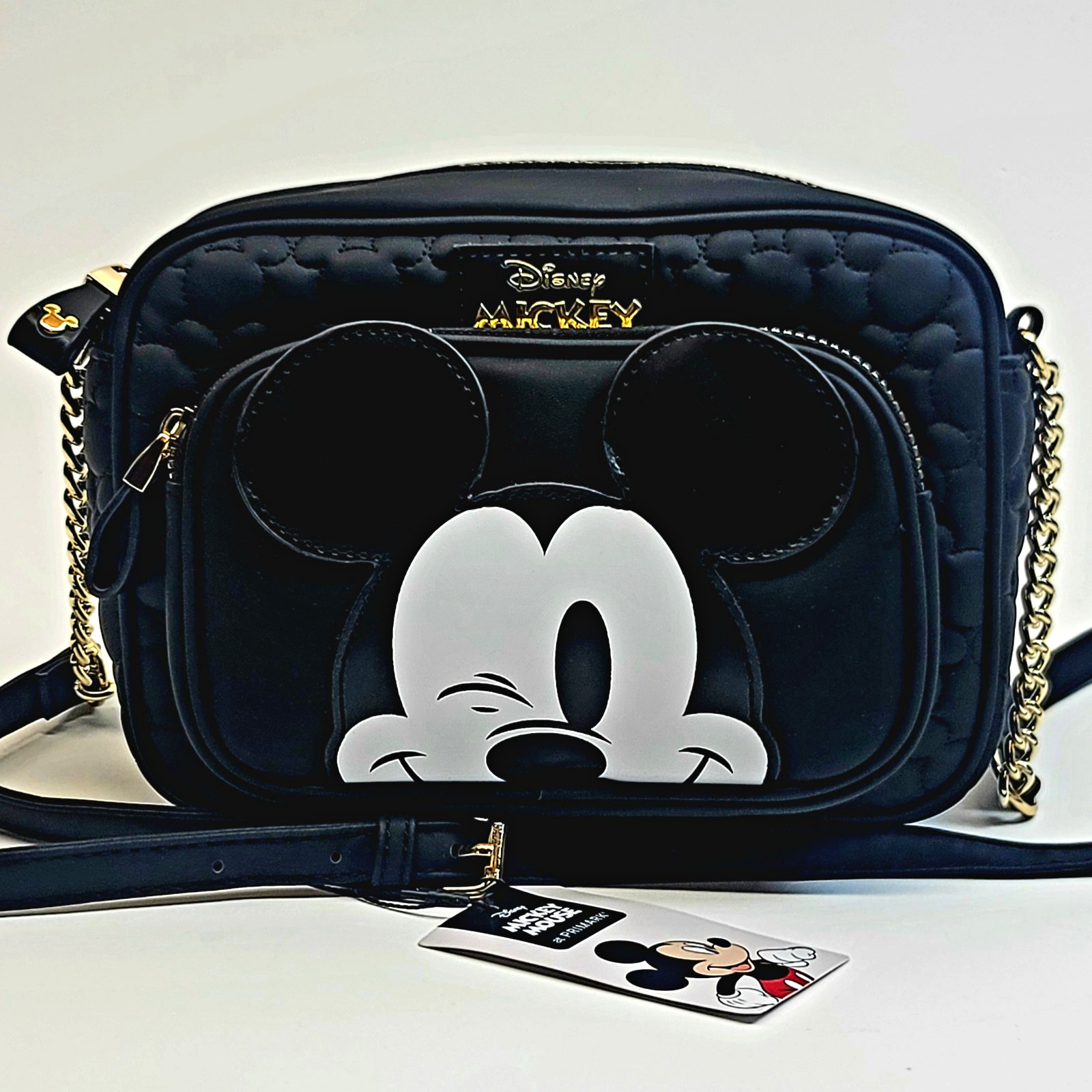 Disney Mickey Mouse Primark Crossbody Bag Black Quilted Camera Purse Chain NWT Disney Mickey Mouse Primark Crossbody Bag Black Quilted Camera Purse Chain NWT