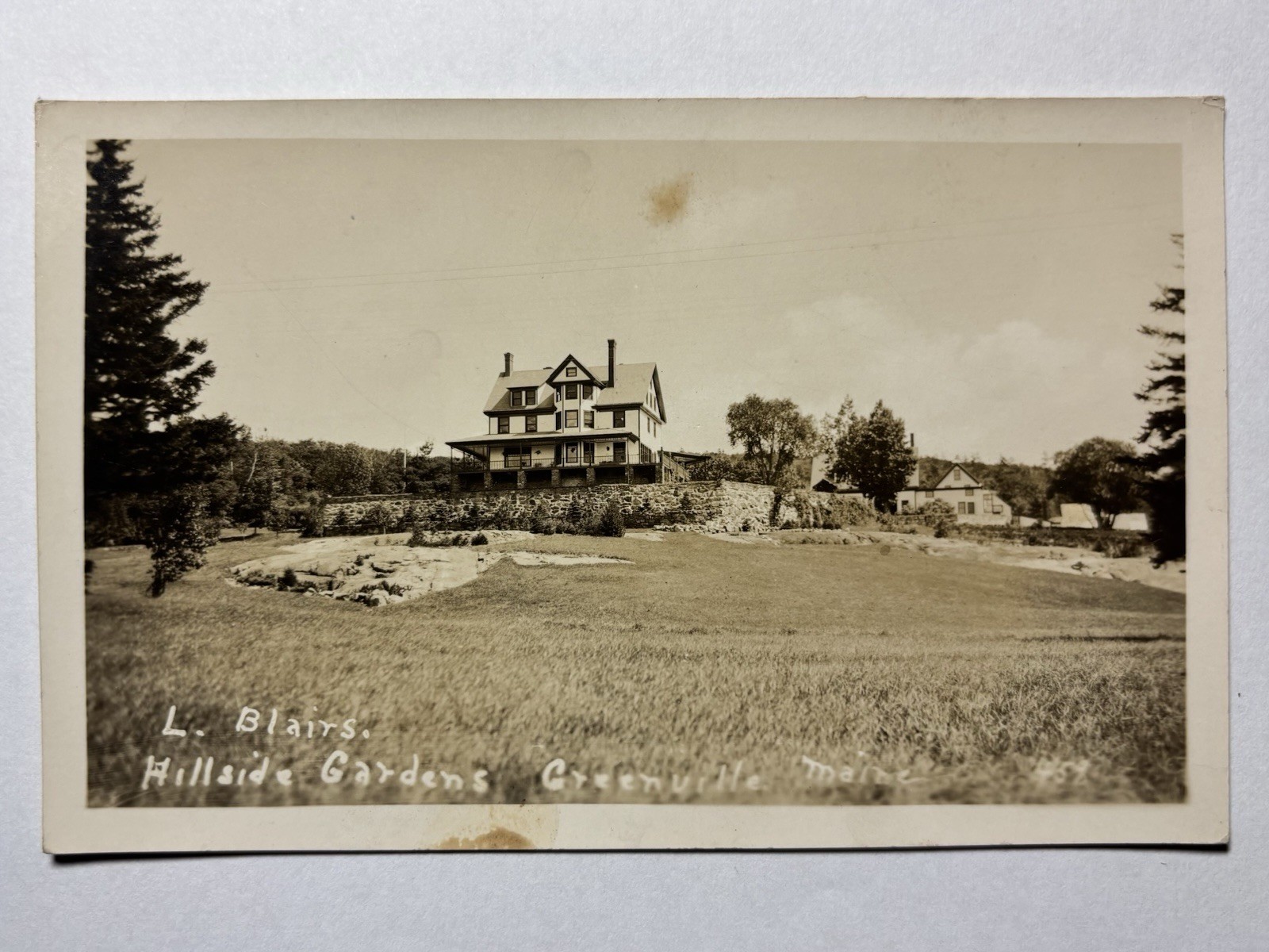 Antique RPPC Blair Hill Inn L Blairs Hillside Gardens Greenville Maine Postcard
