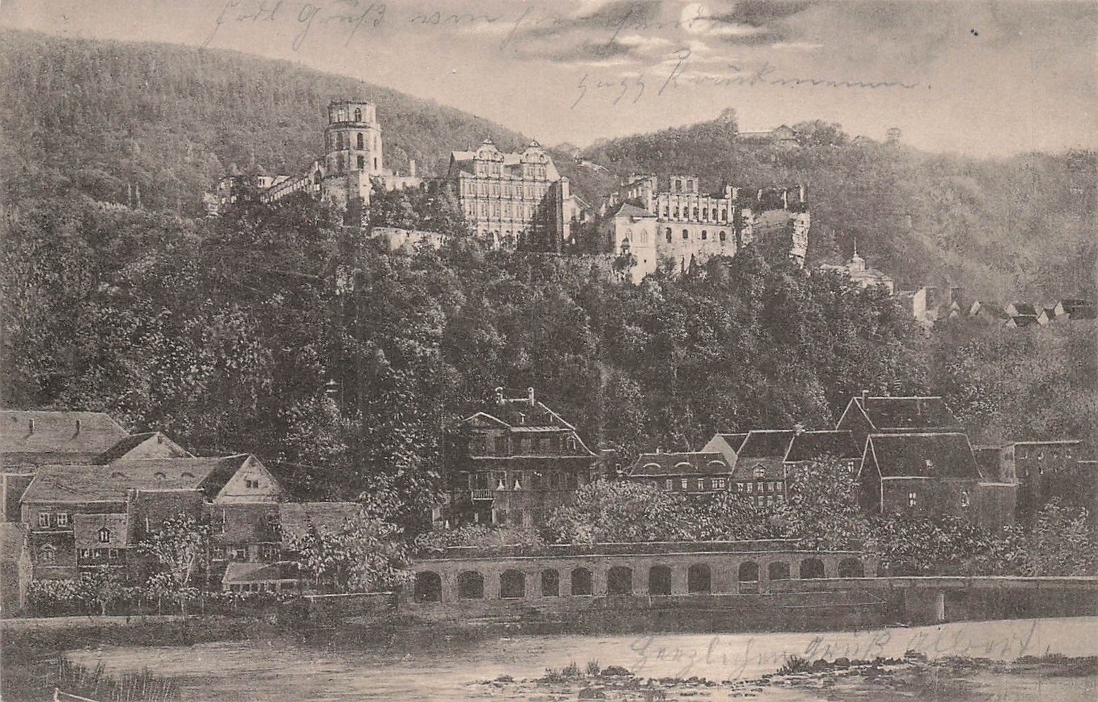 Postcard Schwarzburg (07427), Schwarzburg Castle above the valley, postcard