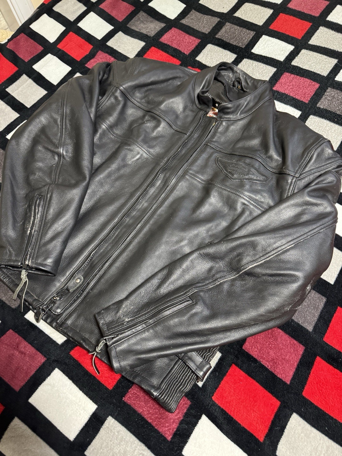 Vintage Harley-Davidson Competition II Leather Biker Riding Jacket Mens Size L