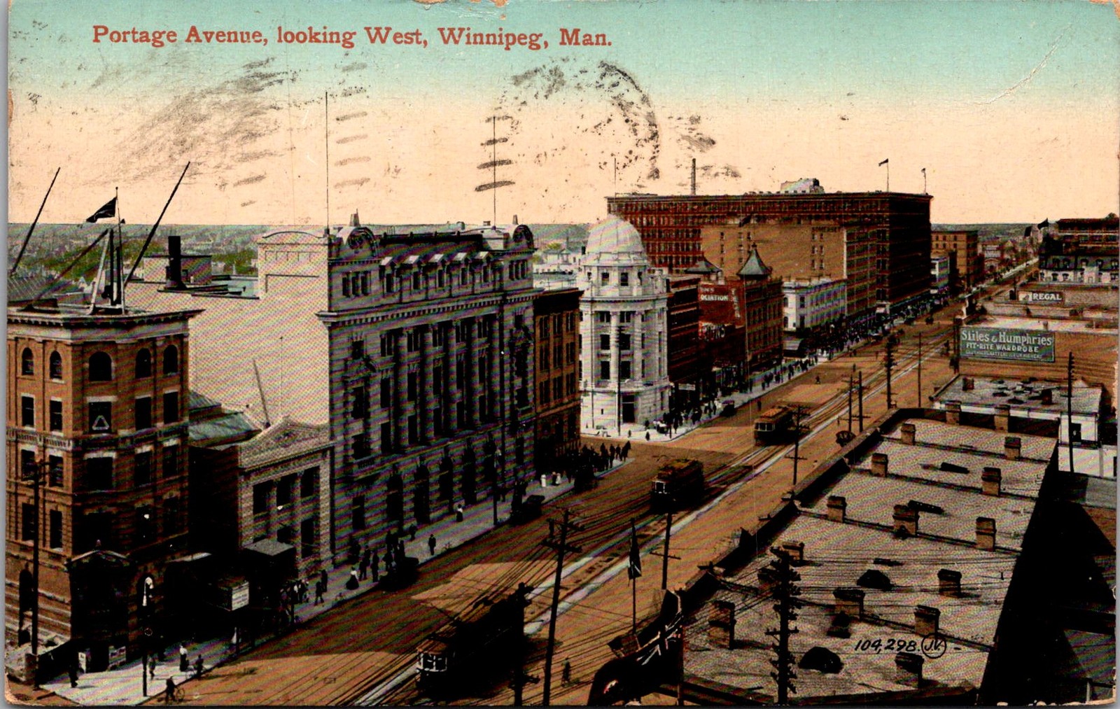 1913 Portage Avenue Looking West Winnipeg Man. Vintage Postcard 4P26-13 1913 Portage Avenue Looking West Winnipeg Man. Vintage Postcard 4P26-13