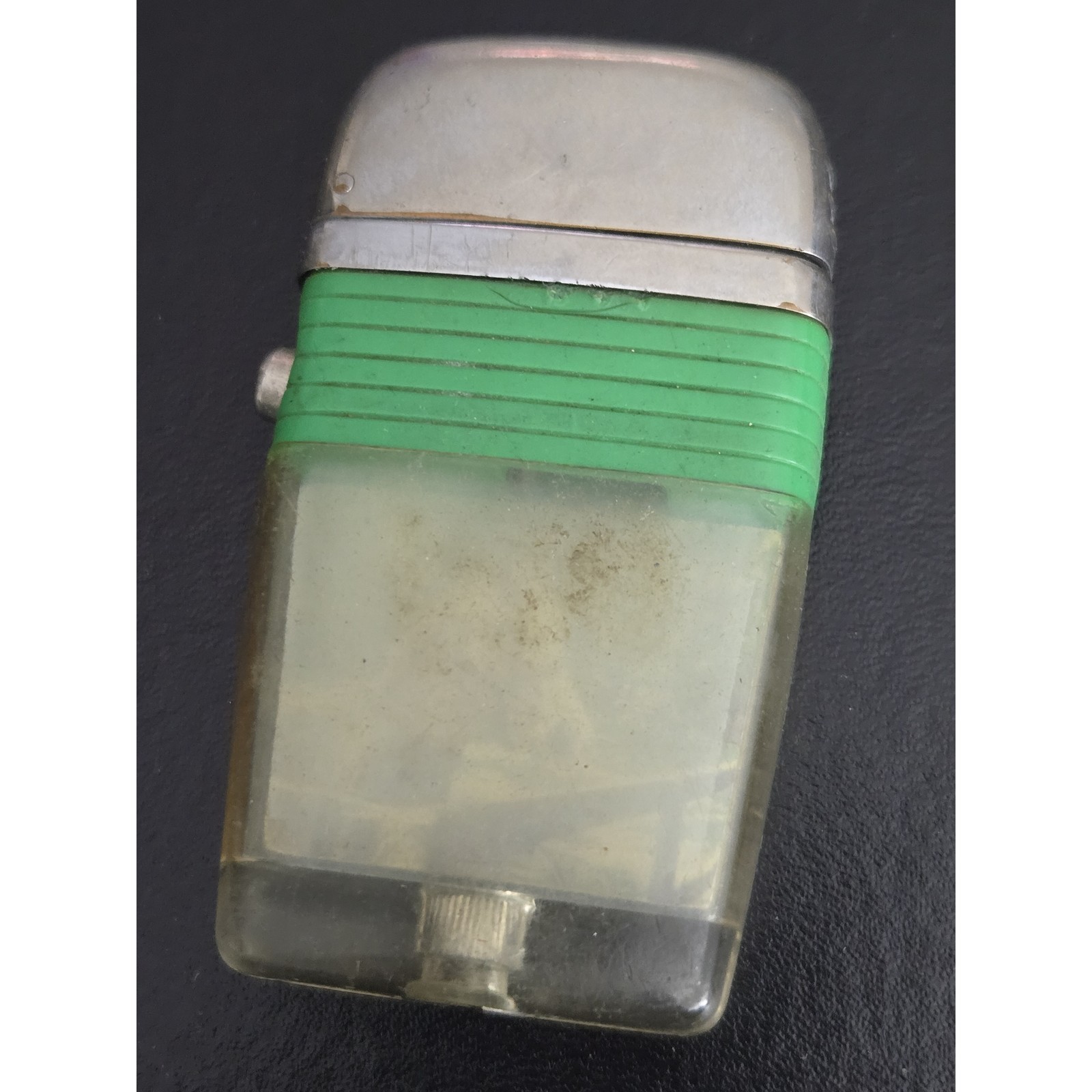 Vintage Scripto Vu-lighter Transparent Green Band Chrome Cap Collectible Vintage Scripto Vu-lighter Transparent Green Band Chrome Cap Collectible