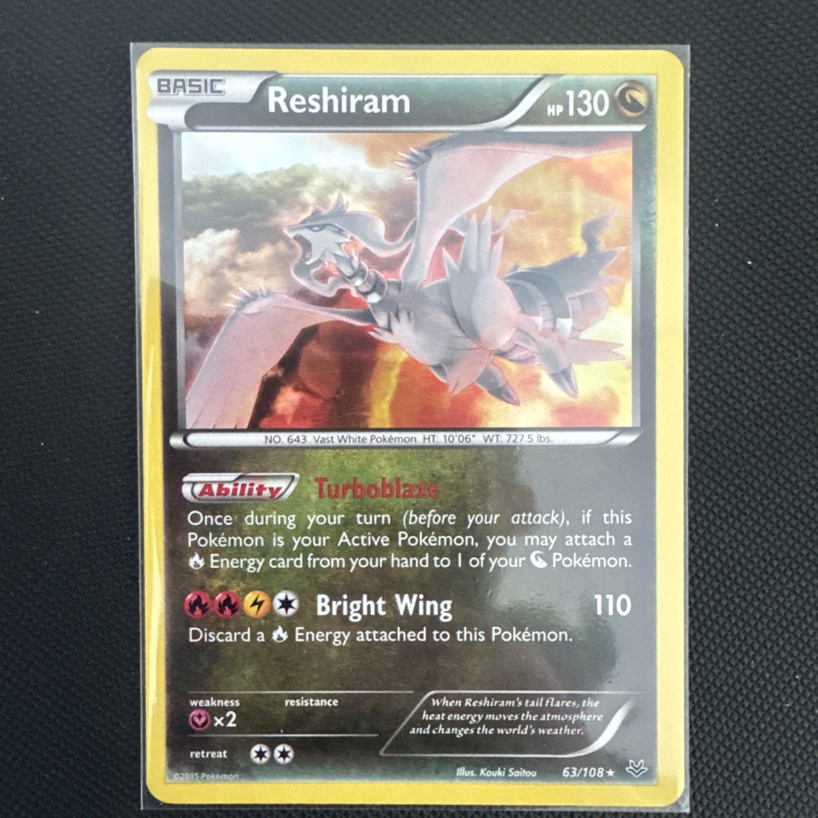 Pokémon Reshiram 63/108 Roaring Skies Reverse Holo Rare 2015 English NM