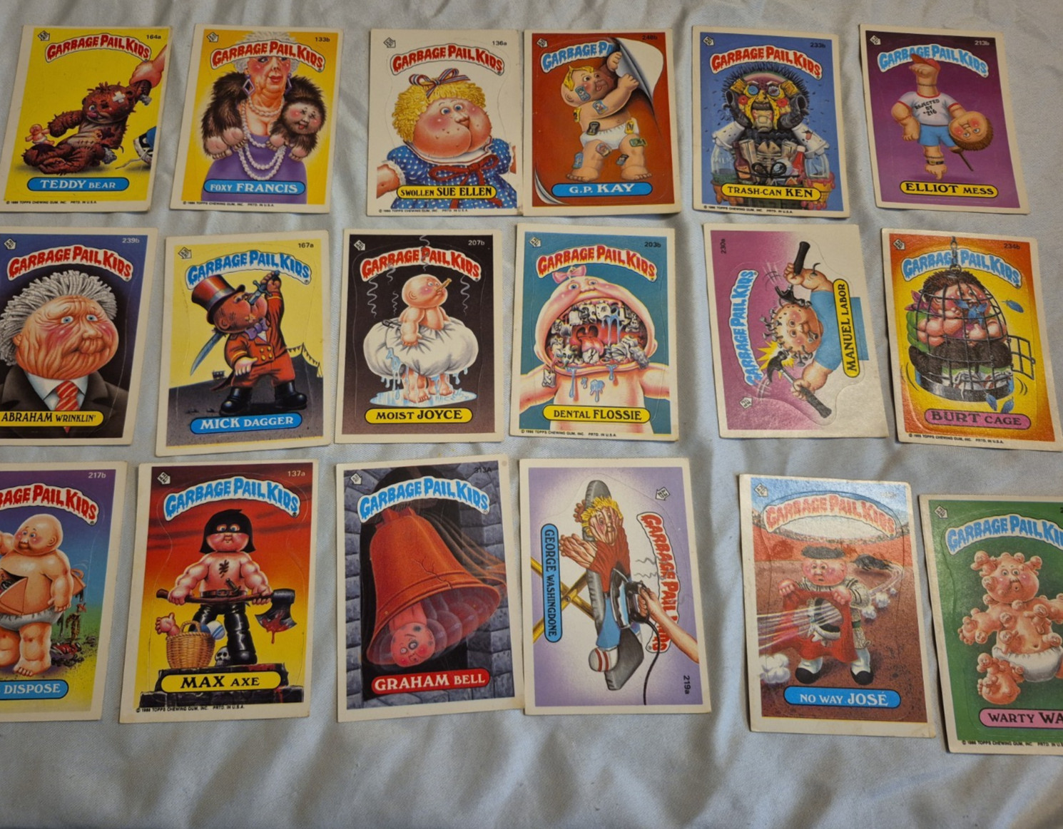Lot of 18 Vintage 1980s Garpage Pail Kids Cards Not Gradeable No Duplicates Lot of 18 Vintage 1980s Garpage Pail Kids Cards Not Gradeable No Duplicates