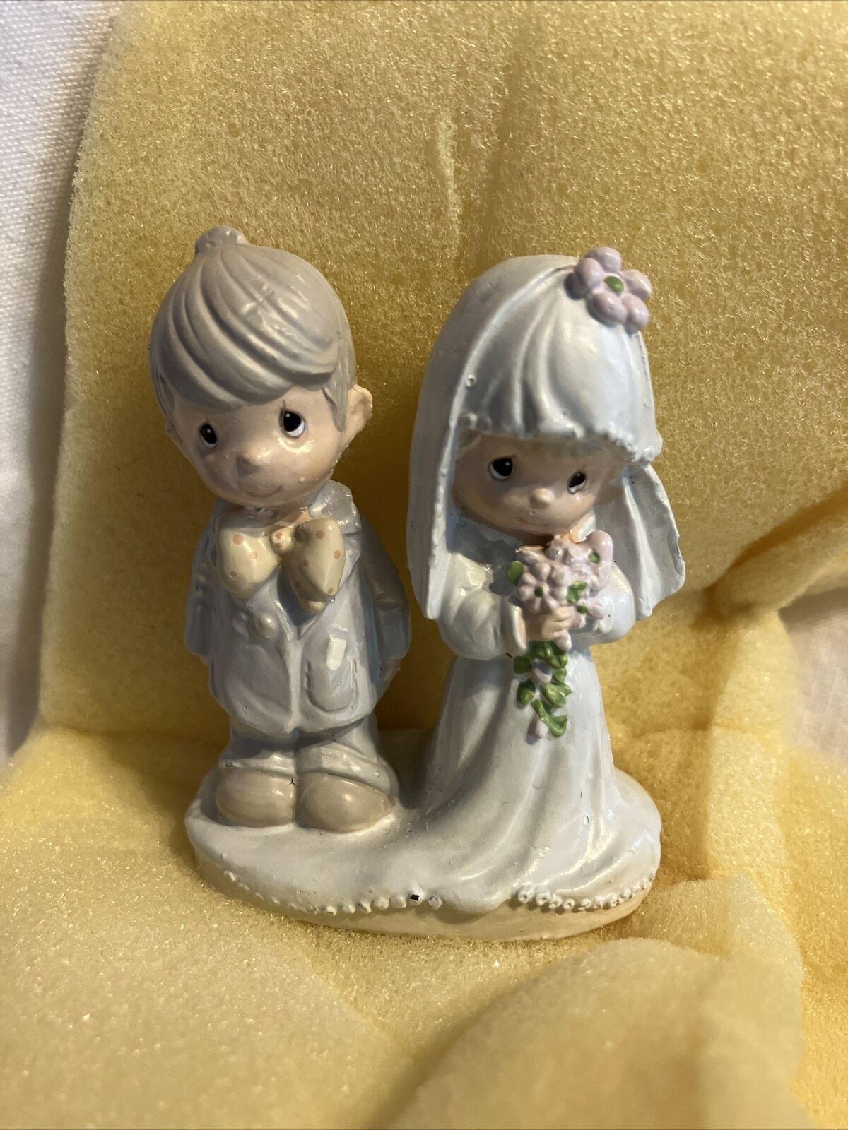 Vintage Precious Moments Bride & Groom Mini Pewter Figurine Enesco 1990 #617423