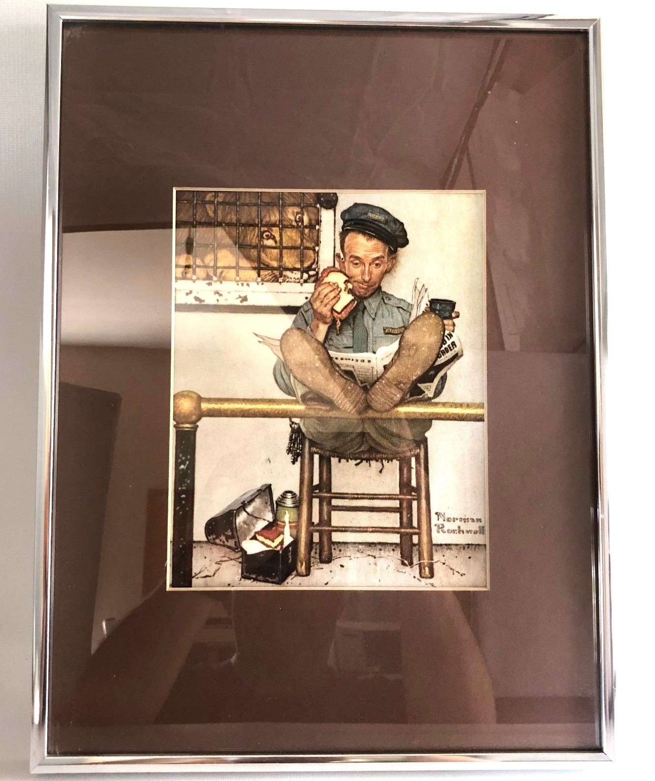 Vtg NORMAN ROCKWELL THE LION KEEPER Zookeeper Art Framed Print Lithograph Litho Vtg NORMAN ROCKWELL THE LION KEEPER Zookeeper Art Framed Print Lithograph Litho