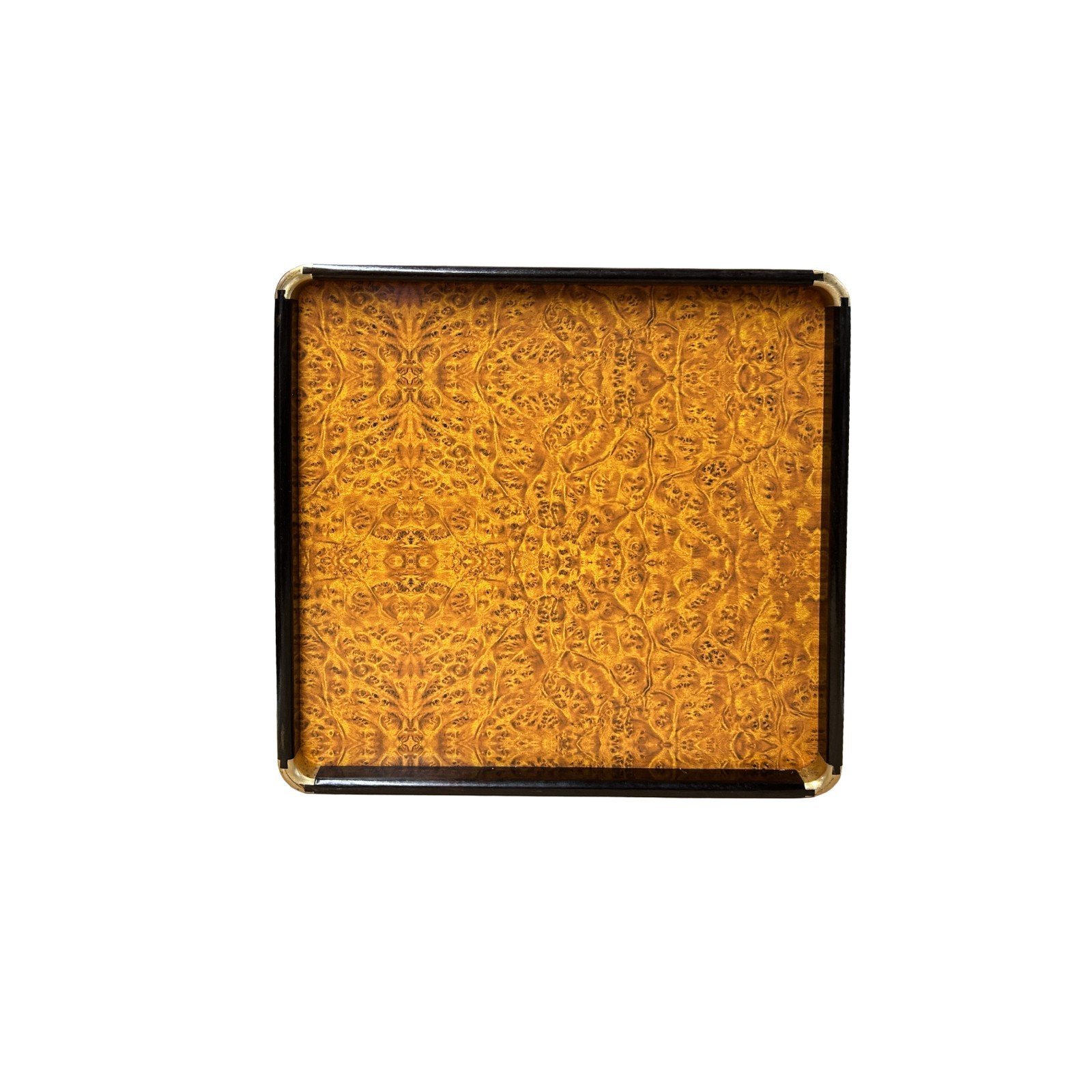 Chinoiseries Golden Brown Burl Square Wood Accent Tray GB314