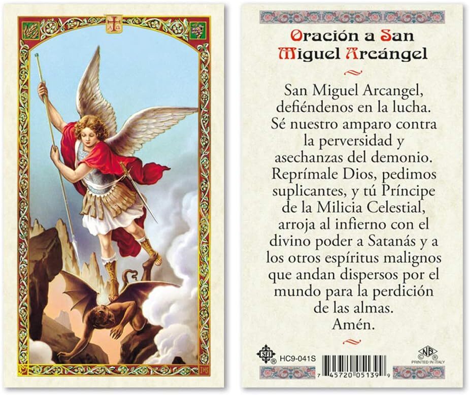 Oracion a San Miguel Arcangel Laminated Prayer Cards - Pack of 25- in Spanish Oracion a San Miguel Arcangel Laminated Prayer Cards - Pack of 25- in Spanish